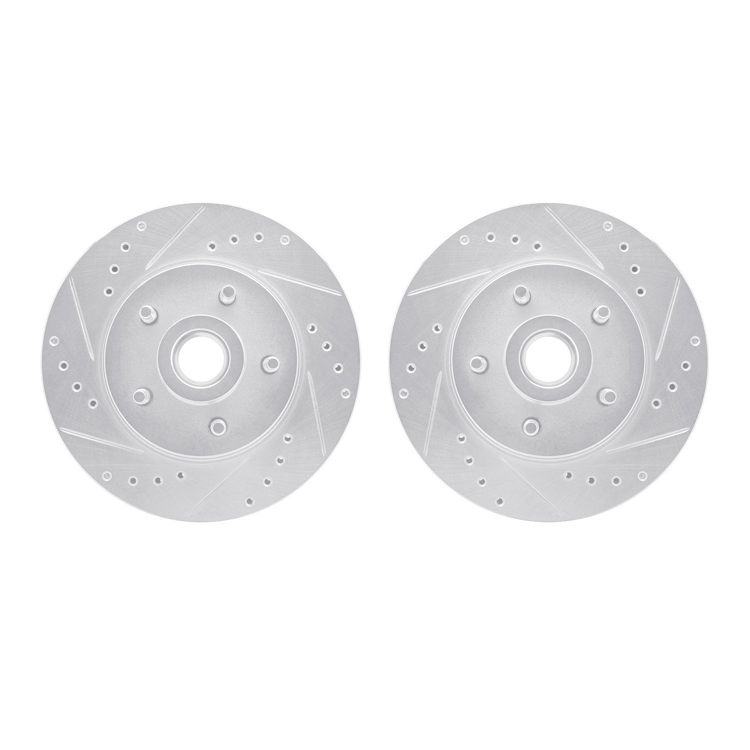 7002-55002 Drilled/Slotted Brake Rotors [Silver], 1984-1987 Ford/Lincoln/Mercury/Mazda, Position: Front