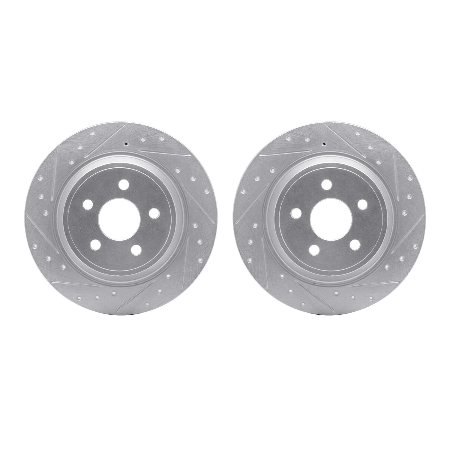 7002-55004 Drilled/Slotted Brake Rotors [Silver], Fits Select Ford/Lincoln/Mercury/Mazda, Position: Rear