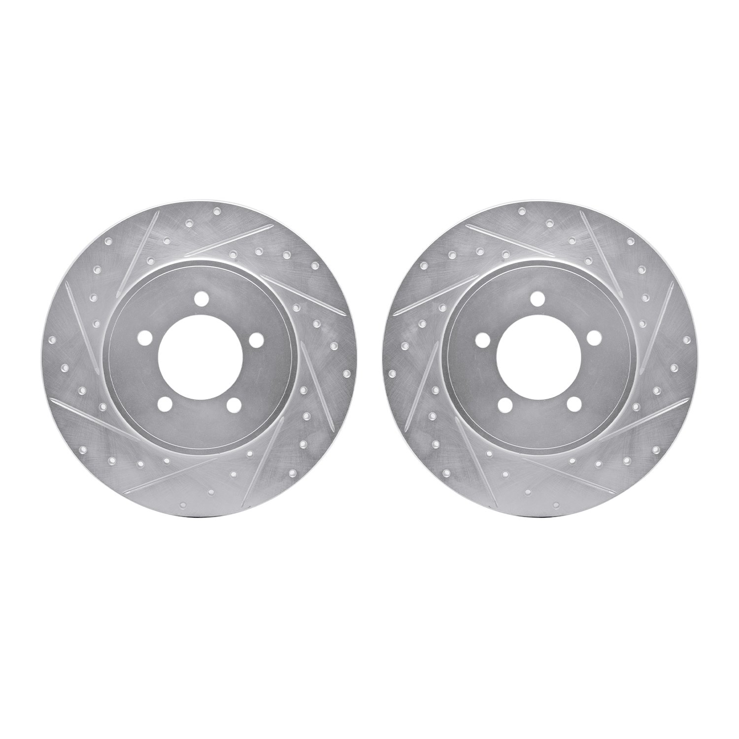 7002-55006 Drilled/Slotted Brake Rotors [Silver], 2003-2005 Ford/Lincoln/Mercury/Mazda, Position: Rear