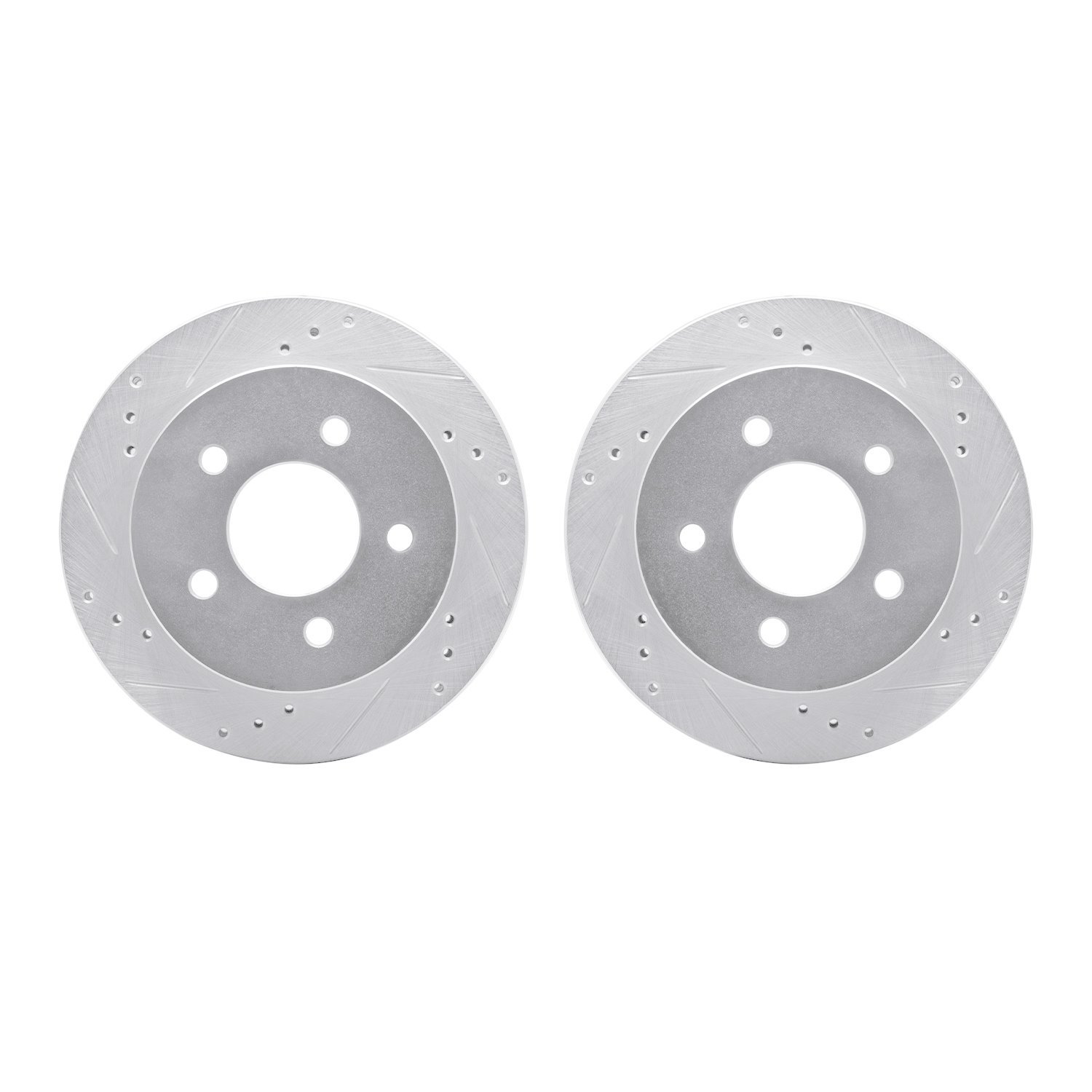 7002-55007 Drilled/Slotted Brake Rotors [Silver], 1991-1992 Ford/Lincoln/Mercury/Mazda, Position: Rear
