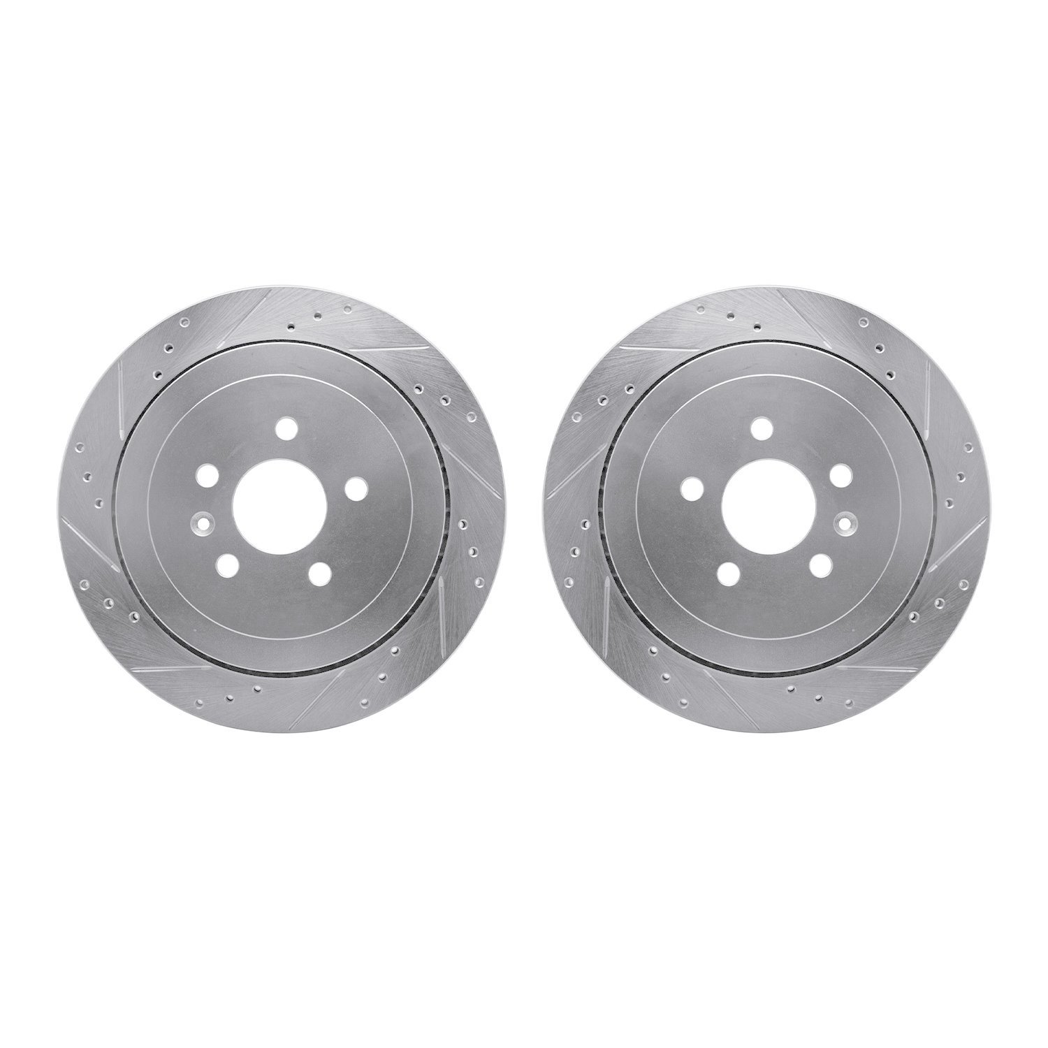 7002-55008 Drilled/Slotted Brake Rotors [Silver], 2013-2016 Ford/Lincoln/Mercury/Mazda, Position: Rear