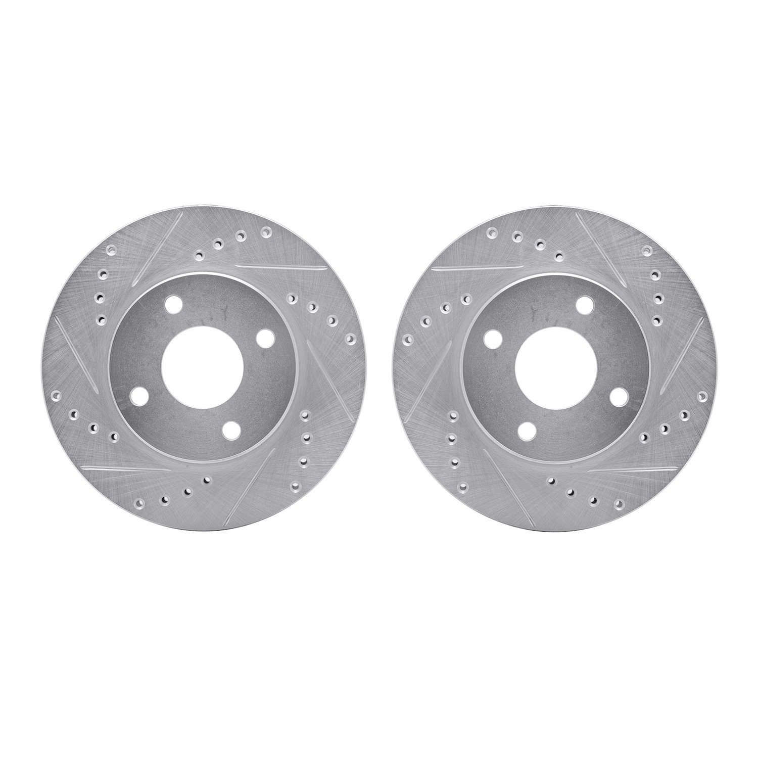 7002-56000 Drilled/Slotted Brake Rotors [Silver], 1995-2002 Ford/Lincoln/Mercury/Mazda, Position: Front