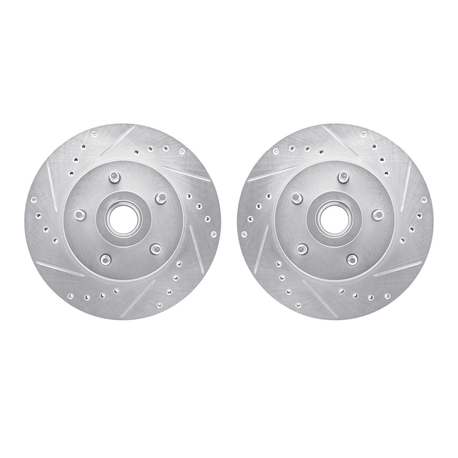 7002-56004 Drilled/Slotted Brake Rotors [Silver], 1979-1991 Ford/Lincoln/Mercury/Mazda, Position: Front