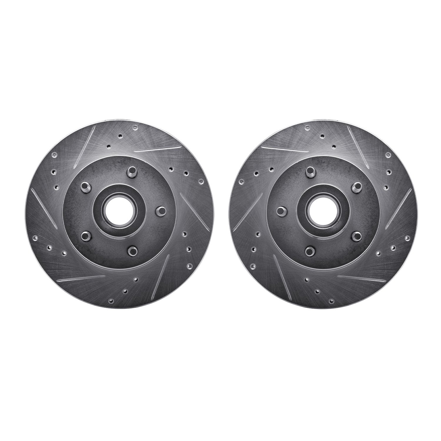 7002-56005 Drilled/Slotted Brake Rotors [Silver], 1990-1991 Ford/Lincoln/Mercury/Mazda, Position: Front