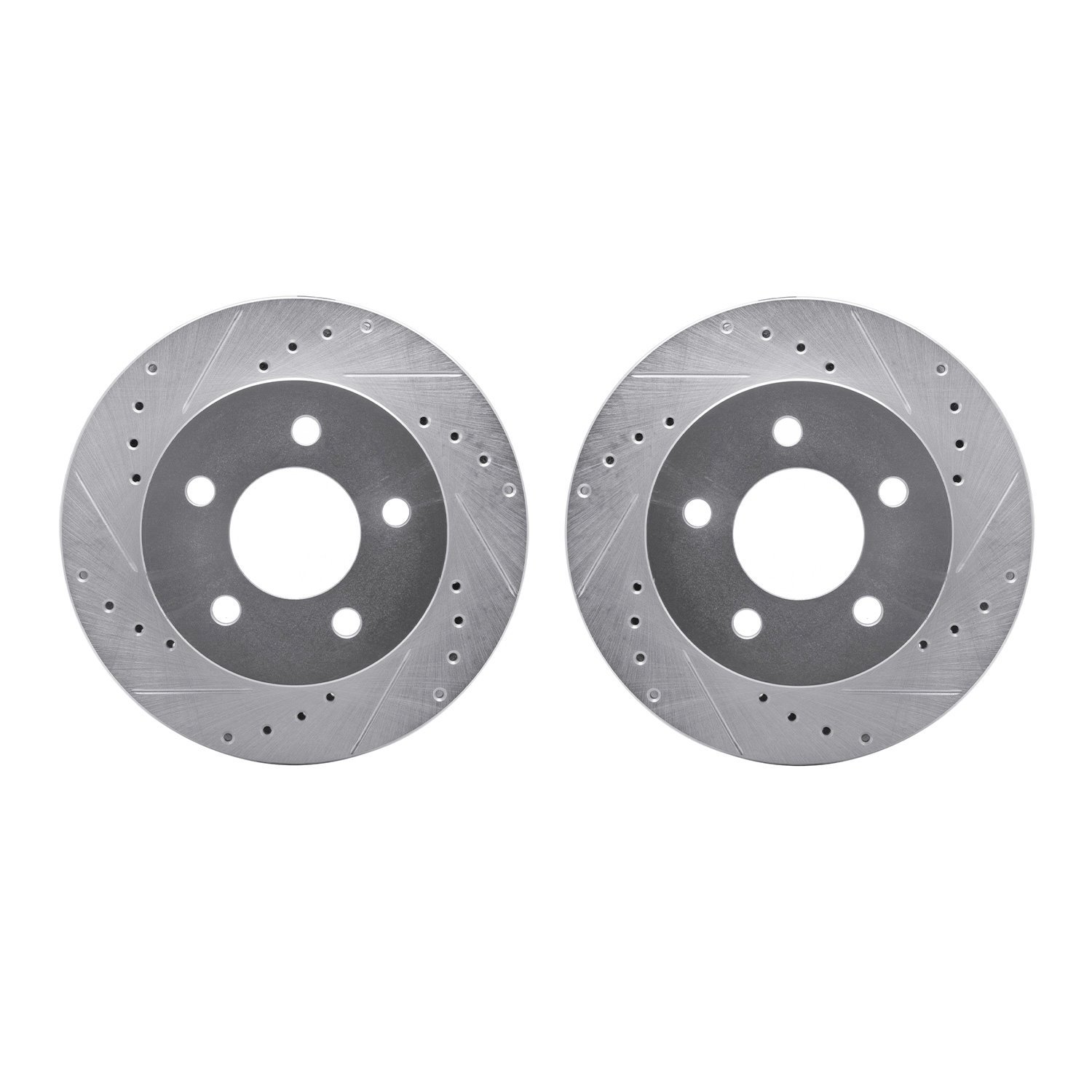 7002-56006 Drilled/Slotted Brake Rotors [Silver], 1991-1994 Ford/Lincoln/Mercury/Mazda, Position: Front