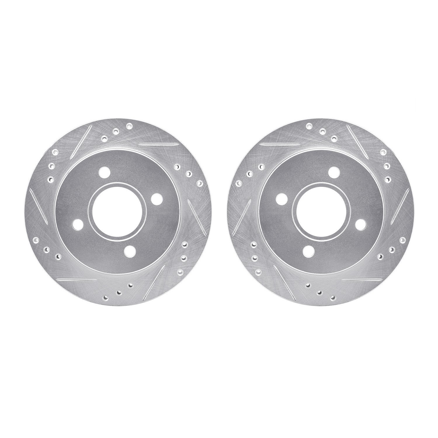 7002-56013 Drilled/Slotted Brake Rotors [Silver], 1995-2002 Ford/Lincoln/Mercury/Mazda, Position: Rear