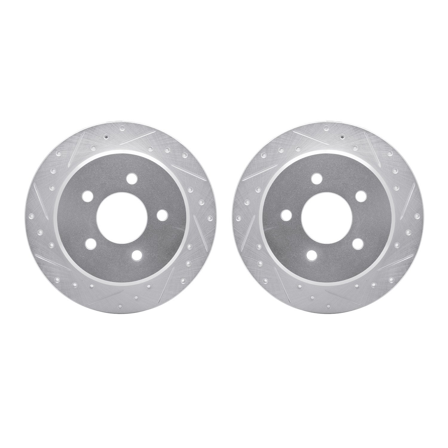 7002-56014 Drilled/Slotted Brake Rotors [Silver], 1991-1995 Ford/Lincoln/Mercury/Mazda, Position: Rear