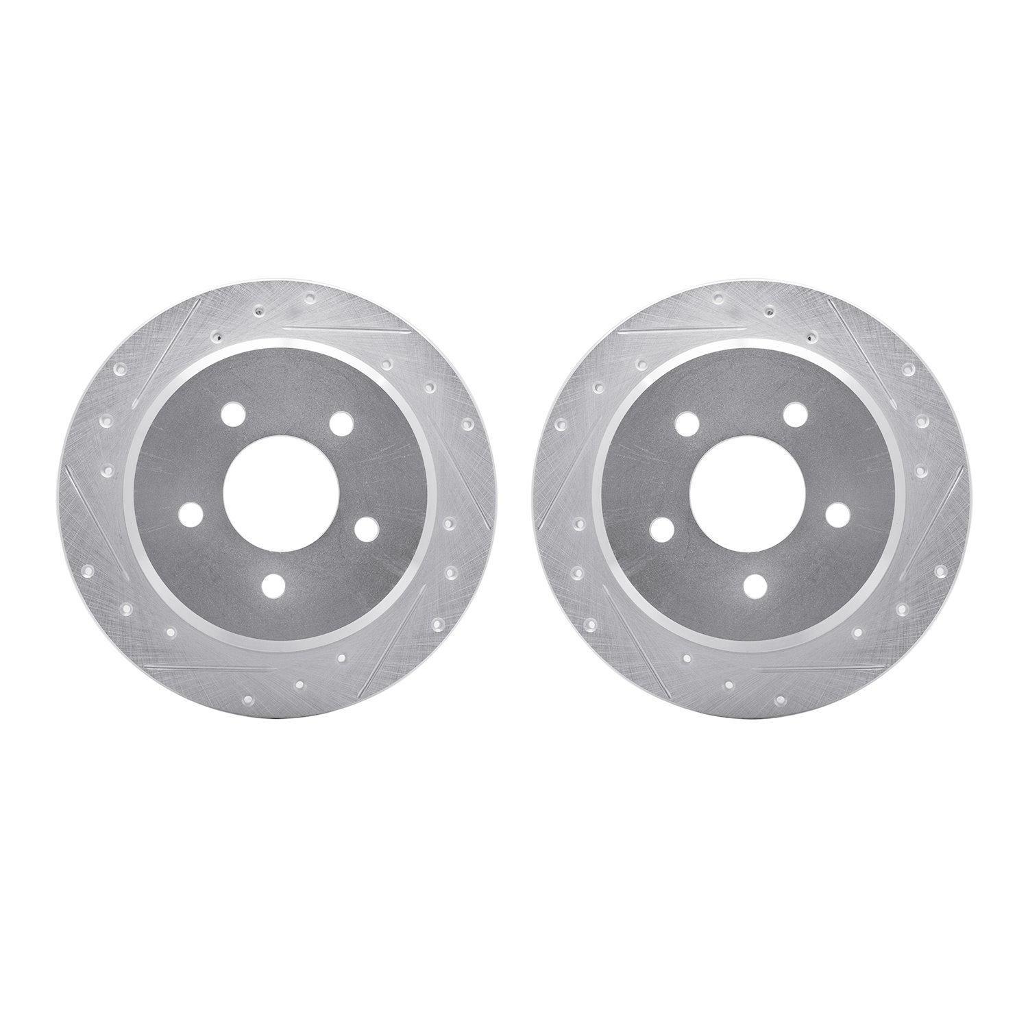7002-56015 Drilled/Slotted Brake Rotors [Silver], 1996-2002 Ford/Lincoln/Mercury/Mazda, Position: Rear