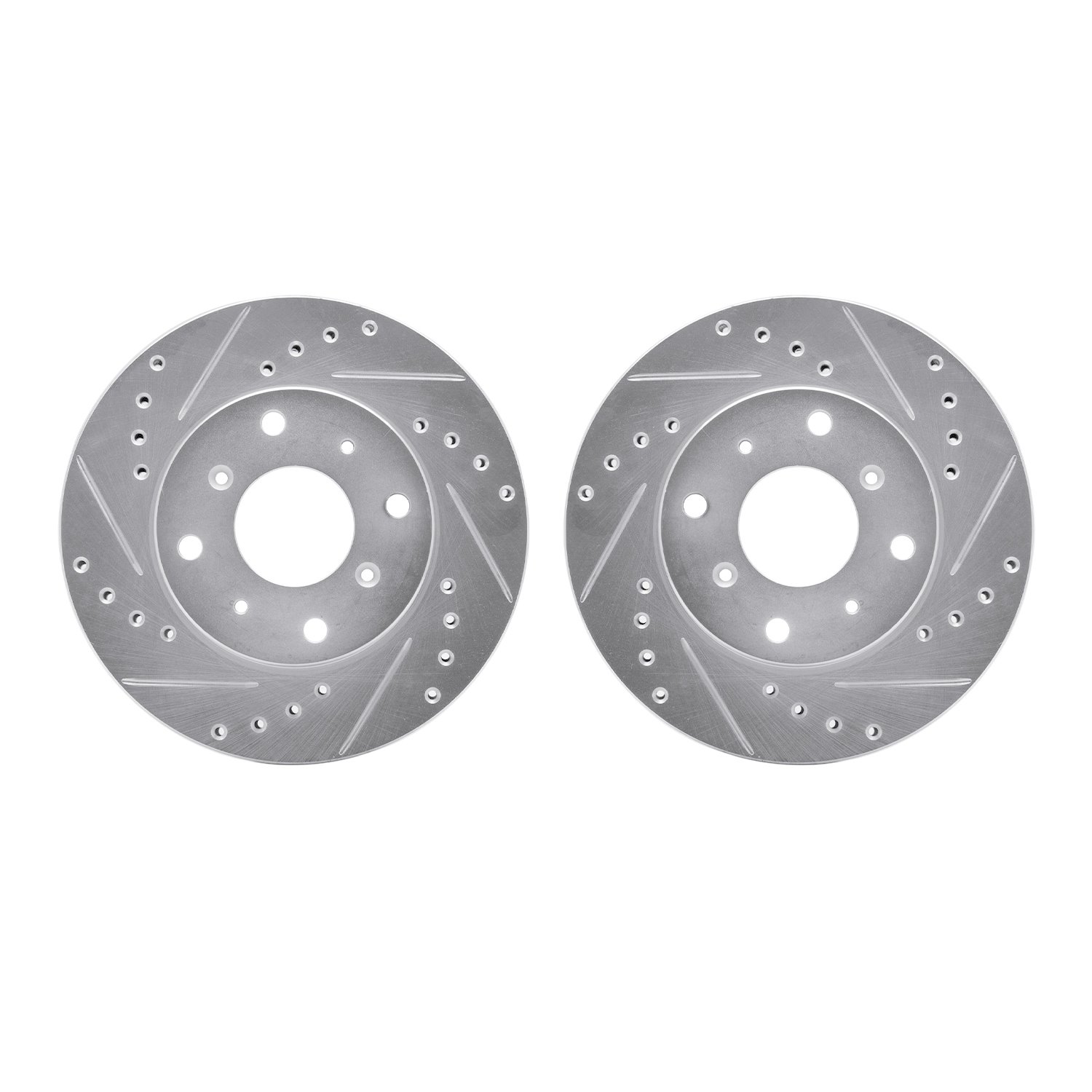 7002-58002 Drilled/Slotted Brake Rotors [Silver], 1986-1987 Acura/Honda, Position: Front