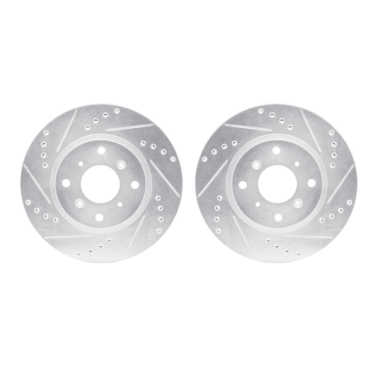 7002-58003 Drilled/Slotted Brake Rotors [Silver], 1987-1990 Acura/Honda, Position: Front