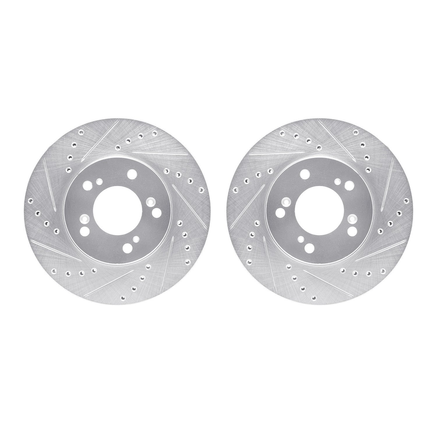 7002-58004 Drilled/Slotted Brake Rotors [Silver], 1993-1995 Acura/Honda, Position: Front