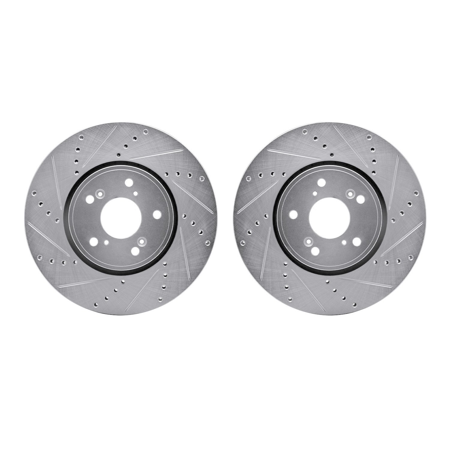 7002-58005 Drilled/Slotted Brake Rotors [Silver], 2014-2020 Acura/Honda, Position: Front