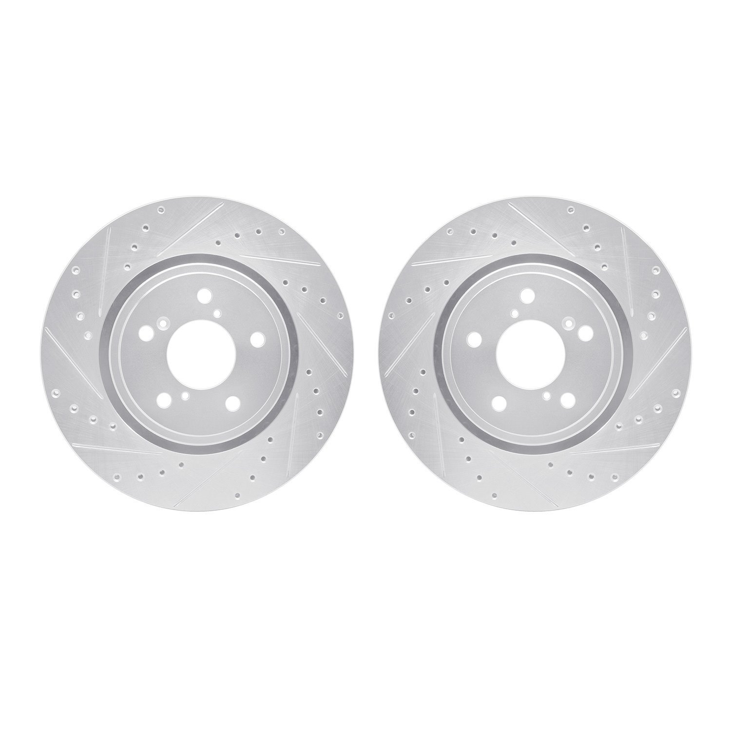 7002-58006 Drilled/Slotted Brake Rotors [Silver], 2017-2020 Acura/Honda, Position: Front