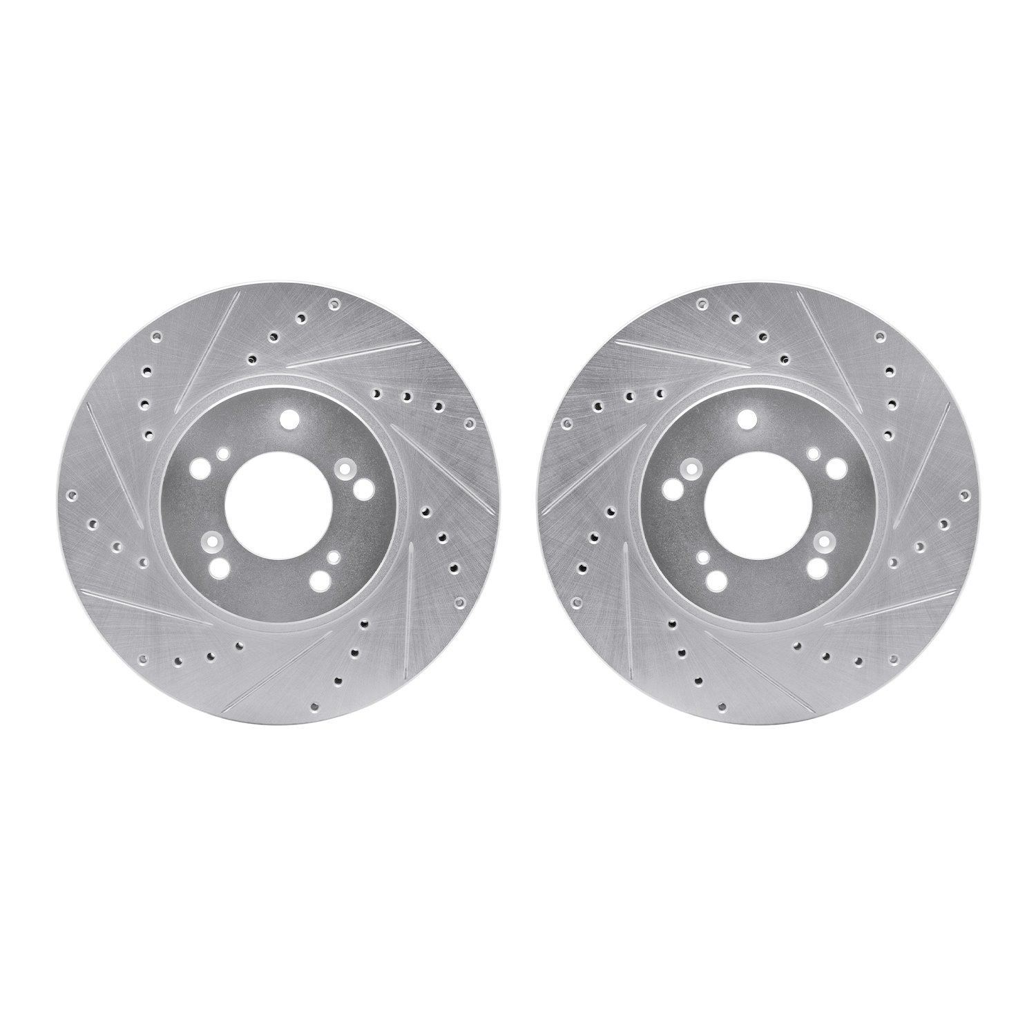 7002-58011 Drilled/Slotted Brake Rotors [Silver], 1999-2004 Acura/Honda, Position: Front