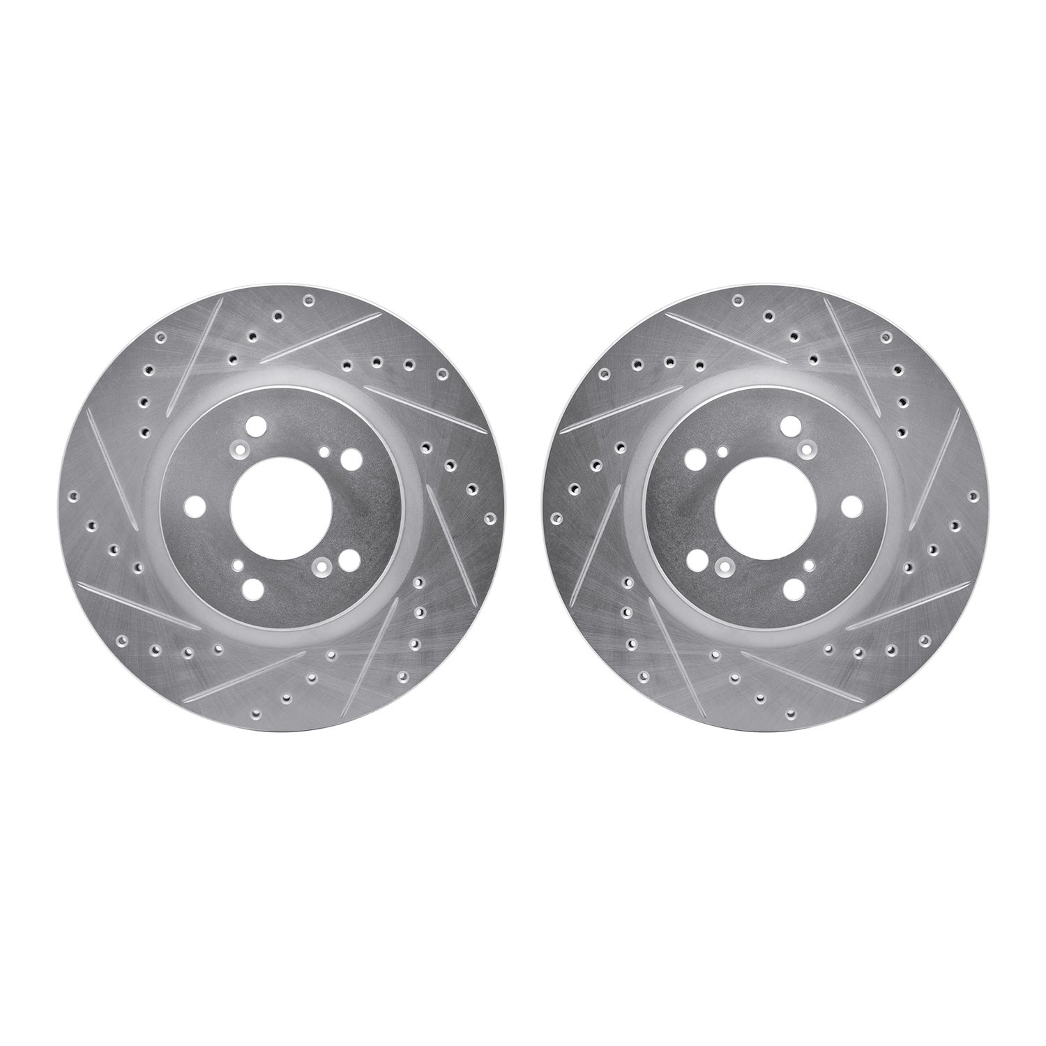 7002-58012 Drilled/Slotted Brake Rotors [Silver], 2005-2012 Acura/Honda, Position: Front