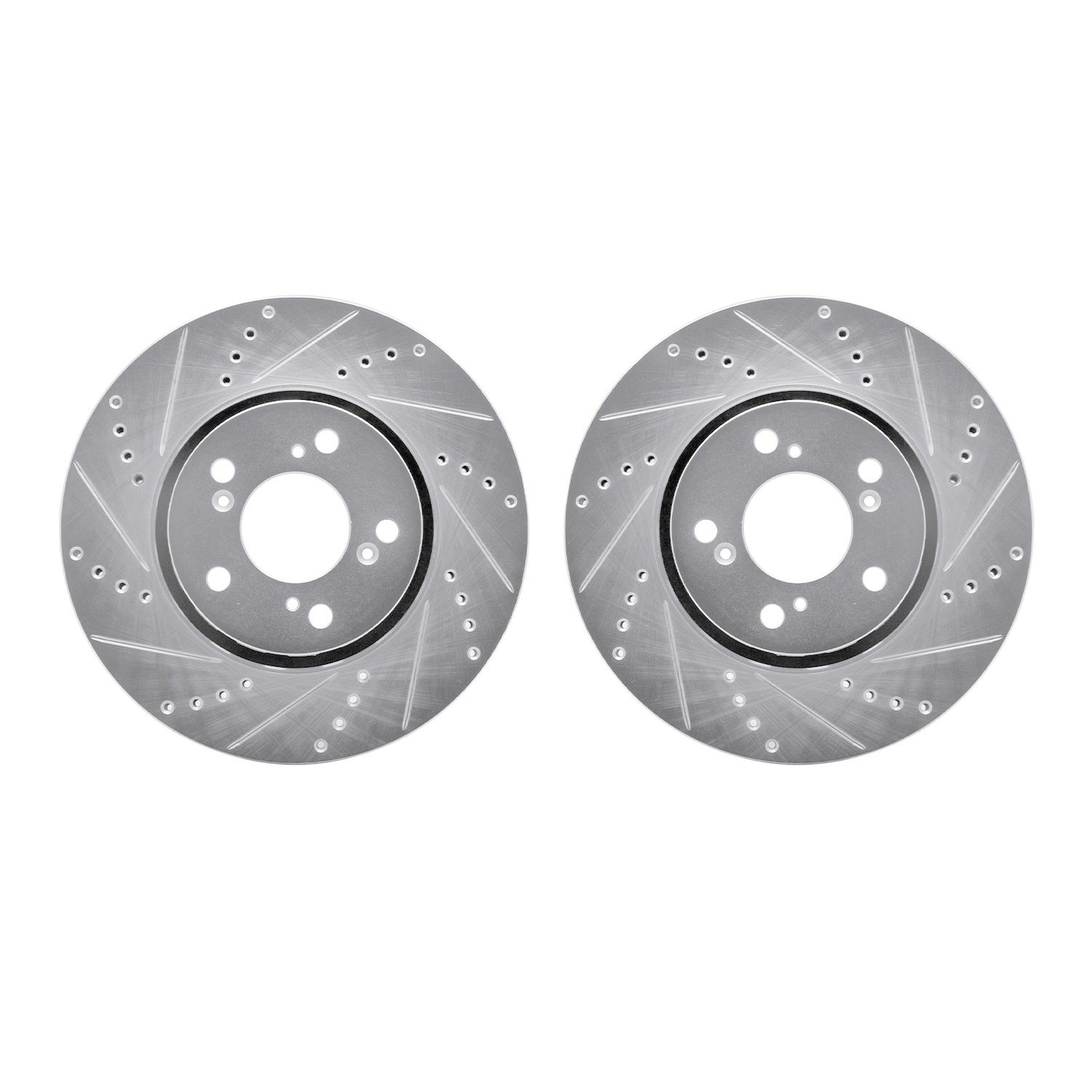 7002-58013 Drilled/Slotted Brake Rotors [Silver], 2014-2020 Acura/Honda, Position: Front