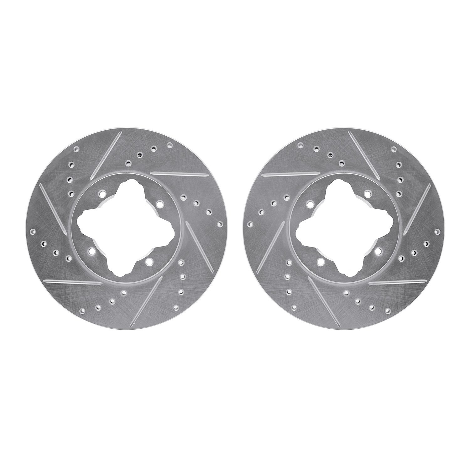 7002-58014 Drilled/Slotted Brake Rotors [Silver], 1992-1998 Acura/Honda, Position: Front