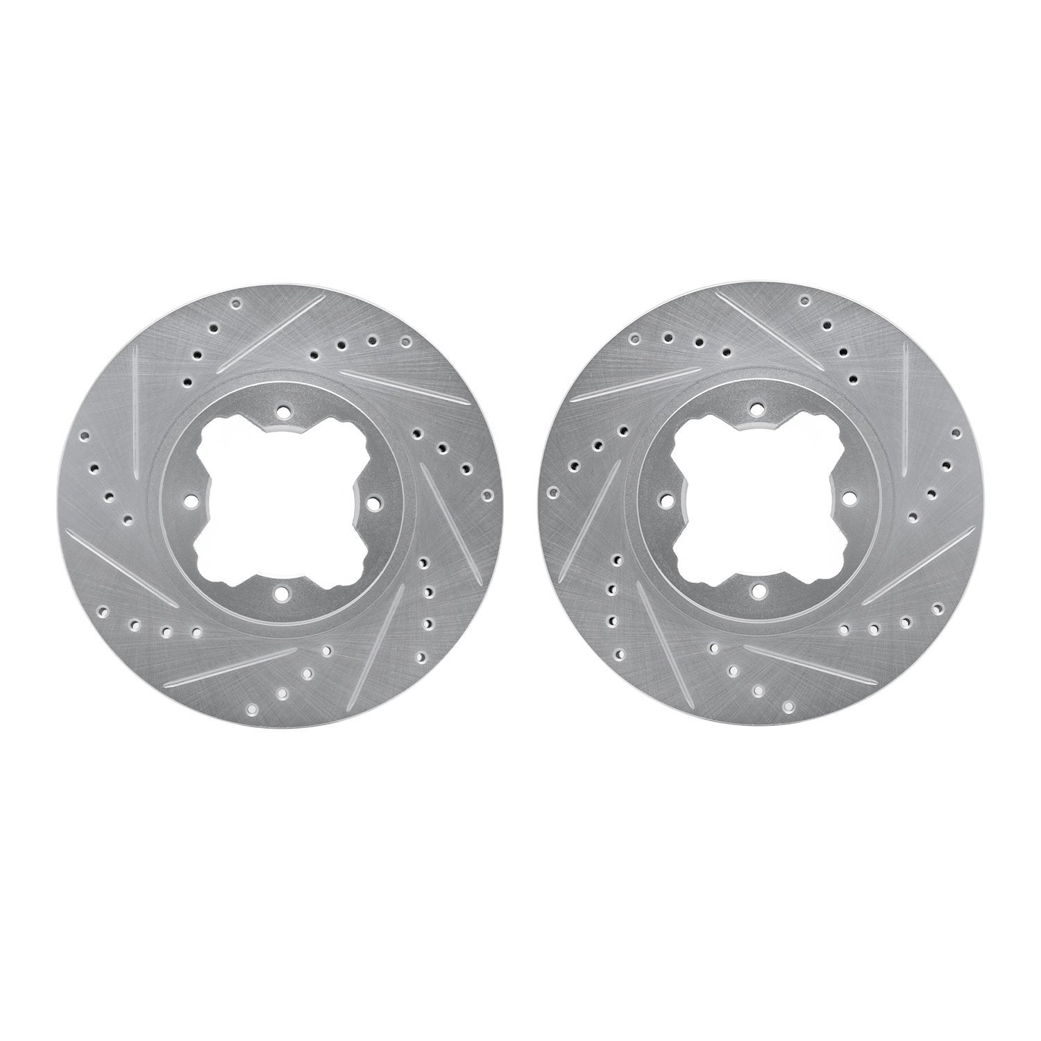 7002-59001 Drilled/Slotted Brake Rotors [Silver], 1991-1997 Acura/Honda, Position: Front