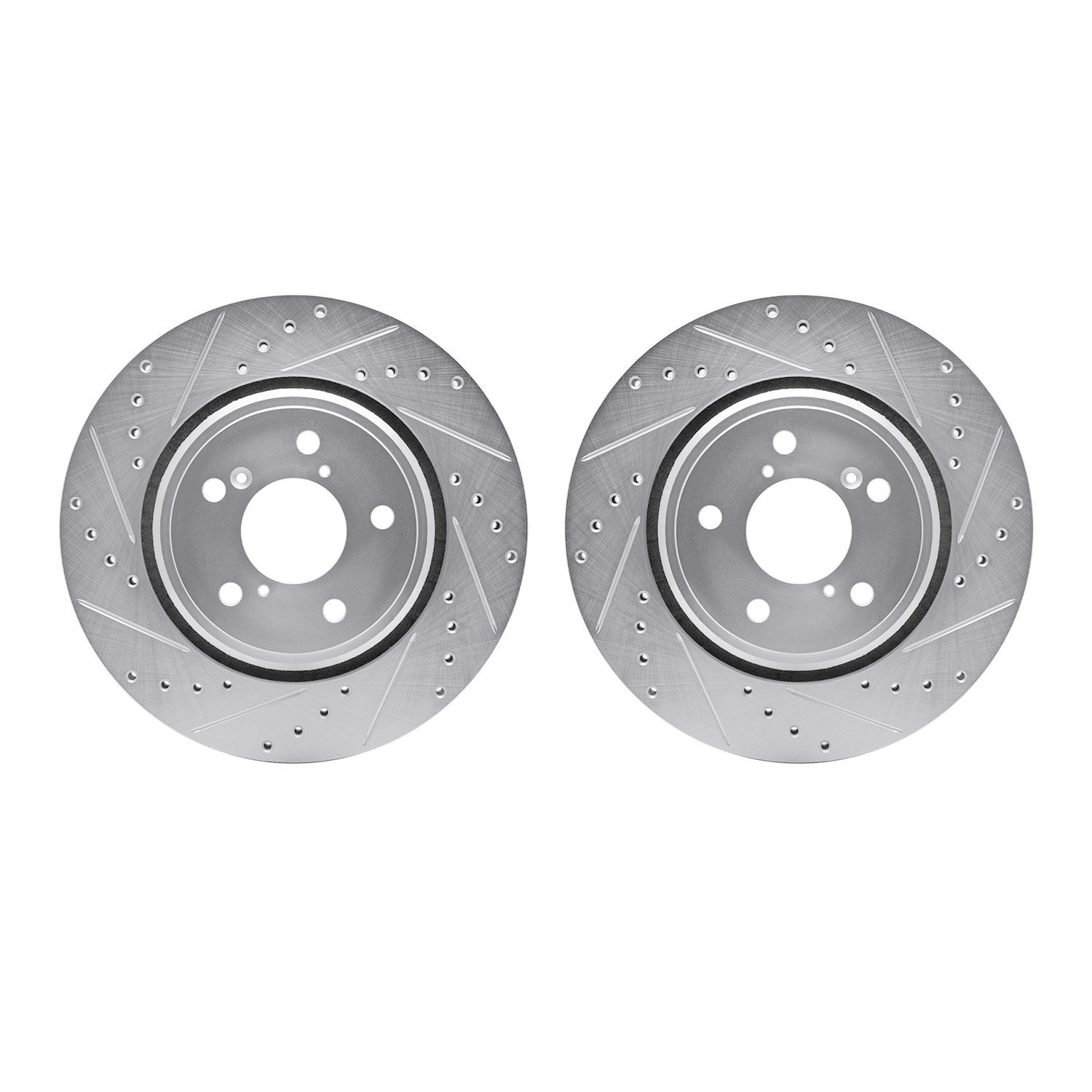 7002-59013 Drilled/Slotted Brake Rotors [Silver], Fits Select Acura/Honda, Position: Front