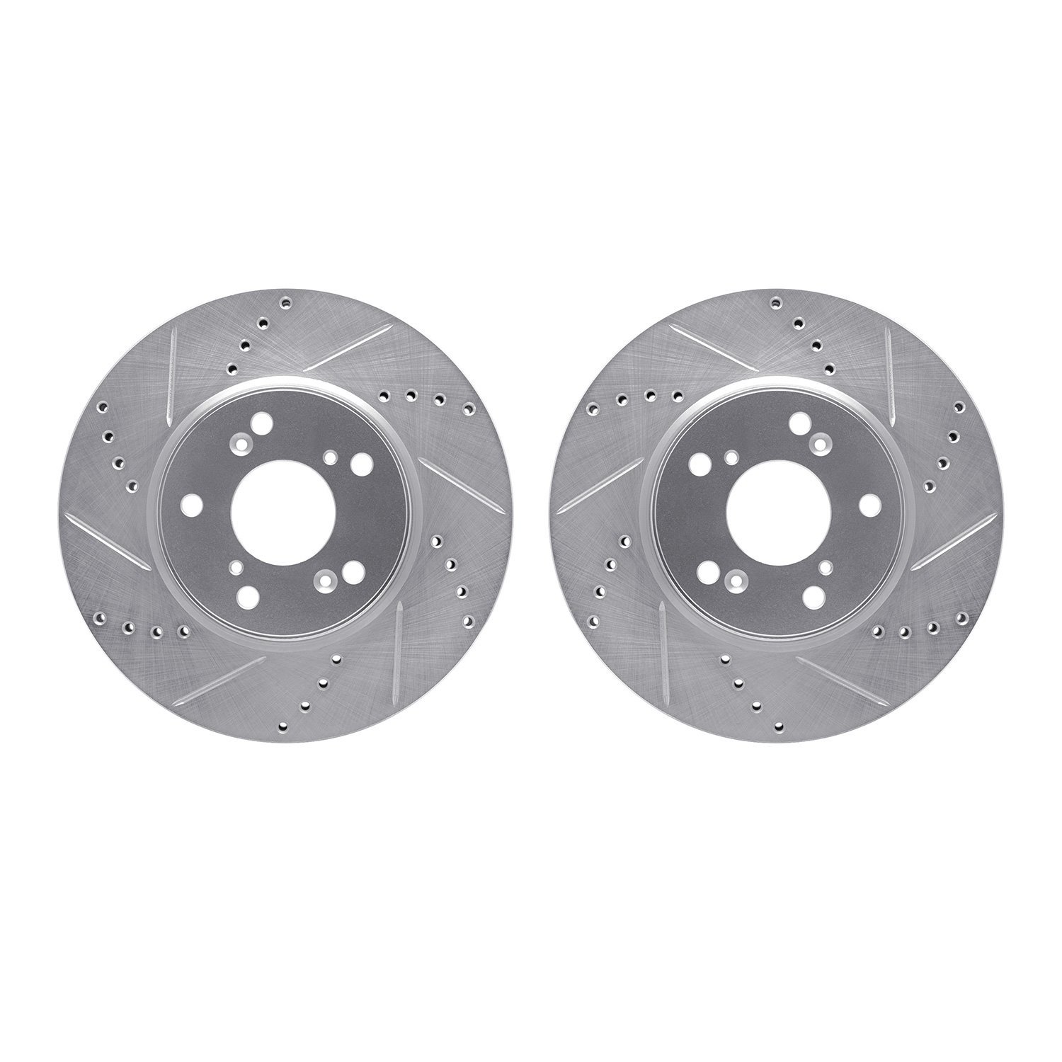 7002-59022 Drilled/Slotted Brake Rotors [Silver], Fits Select Acura/Honda, Position: Front
