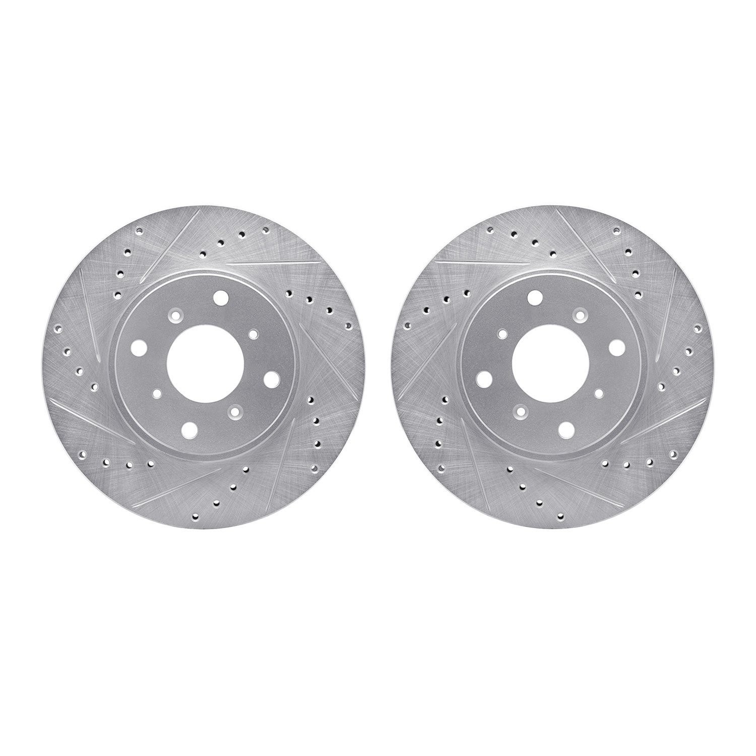 7002-59039 Drilled/Slotted Brake Rotors [Silver], 1992-1996 Acura/Honda, Position: Front
