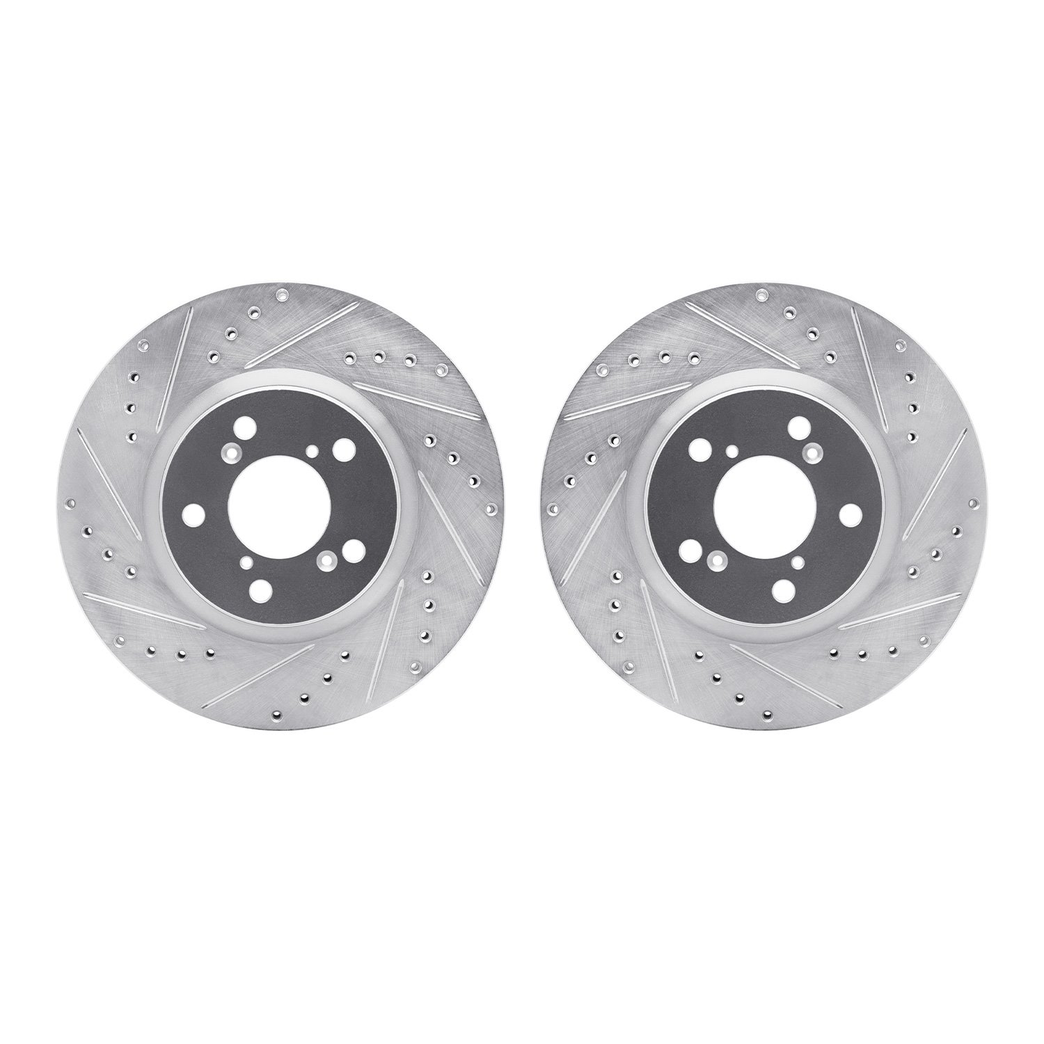 7002-59040 Drilled/Slotted Brake Rotors [Silver], 2006-2014 Acura/Honda, Position: Front