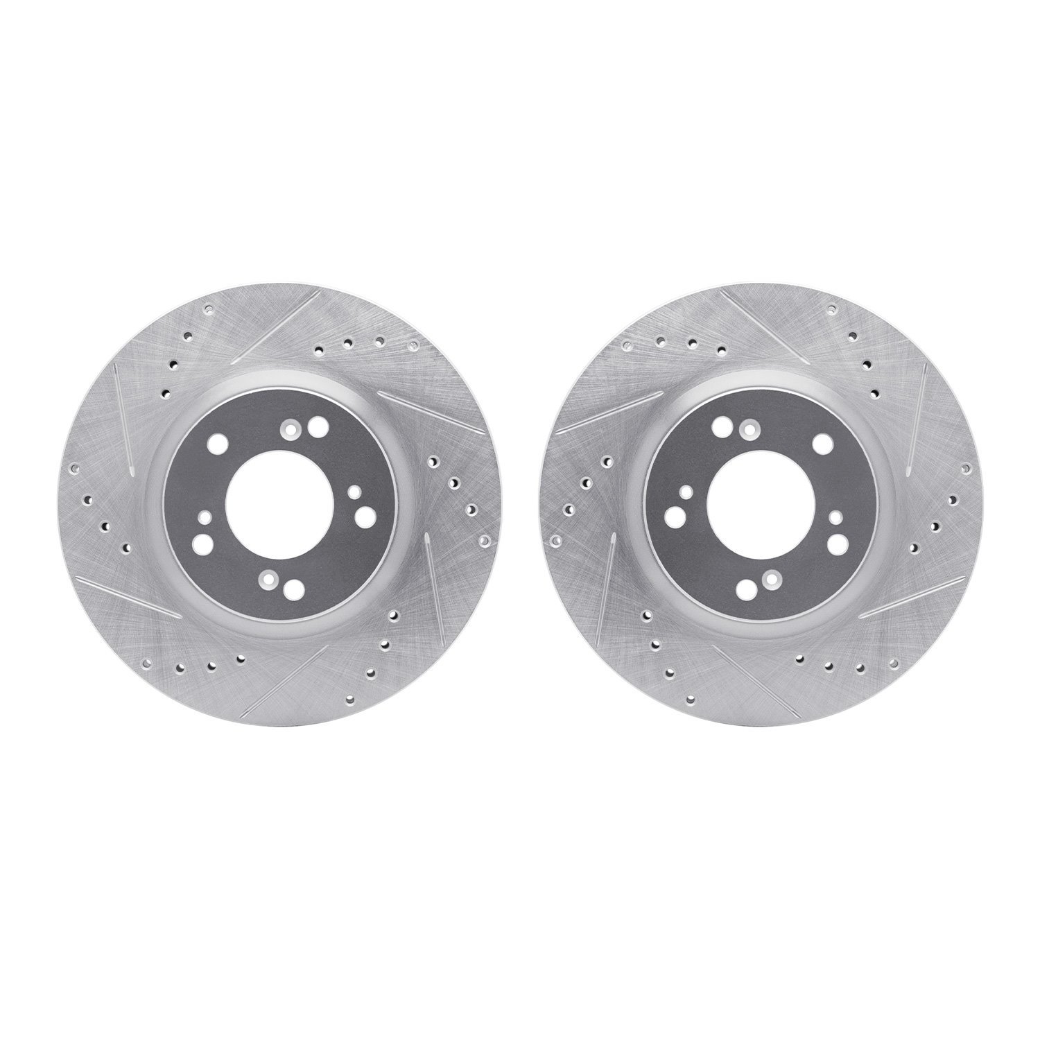 7002-59041 Drilled/Slotted Brake Rotors [Silver], 2000-2009 Acura/Honda, Position: Front