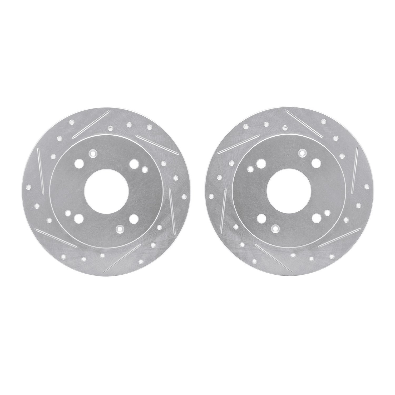 7002-59042 Drilled/Slotted Brake Rotors [Silver], 1992-1997 Acura/Honda, Position: Rear