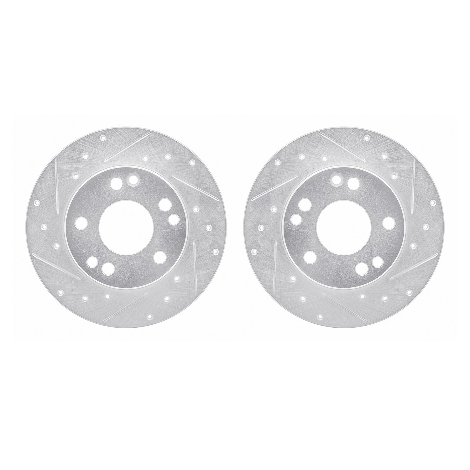 7002-63004 Drilled/Slotted Brake Rotors [Silver], 1984-1989 Mercedes-Benz, Position: Front