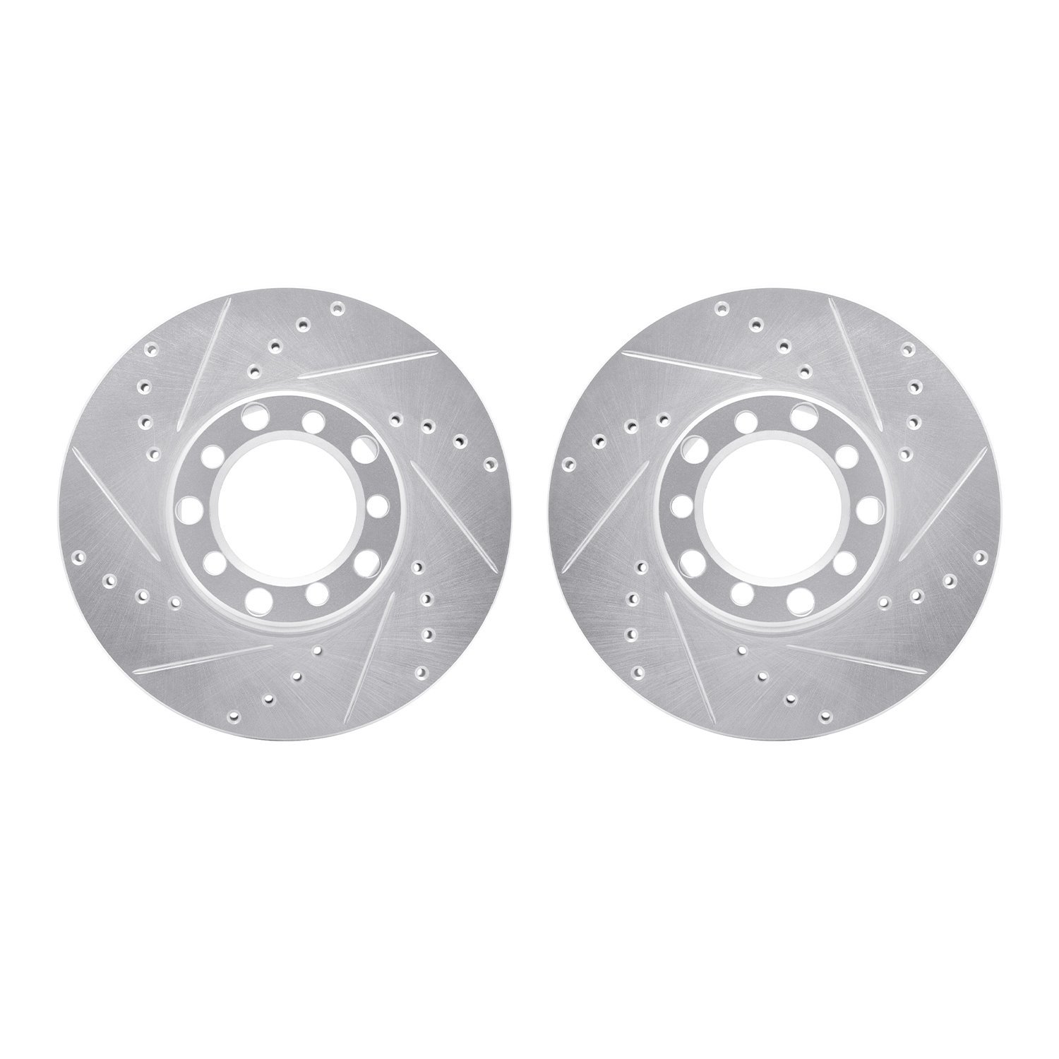 7002-63011 Drilled/Slotted Brake Rotors [Silver], 1972-1980 Mercedes-Benz, Position: Front