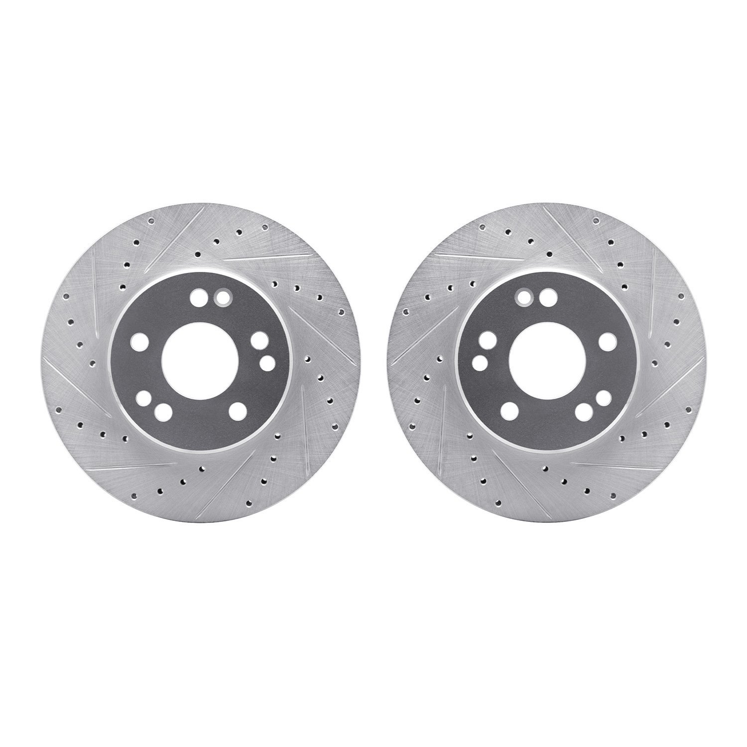 7002-63012 Drilled/Slotted Brake Rotors [Silver], 1990-1995 Mercedes-Benz, Position: Front