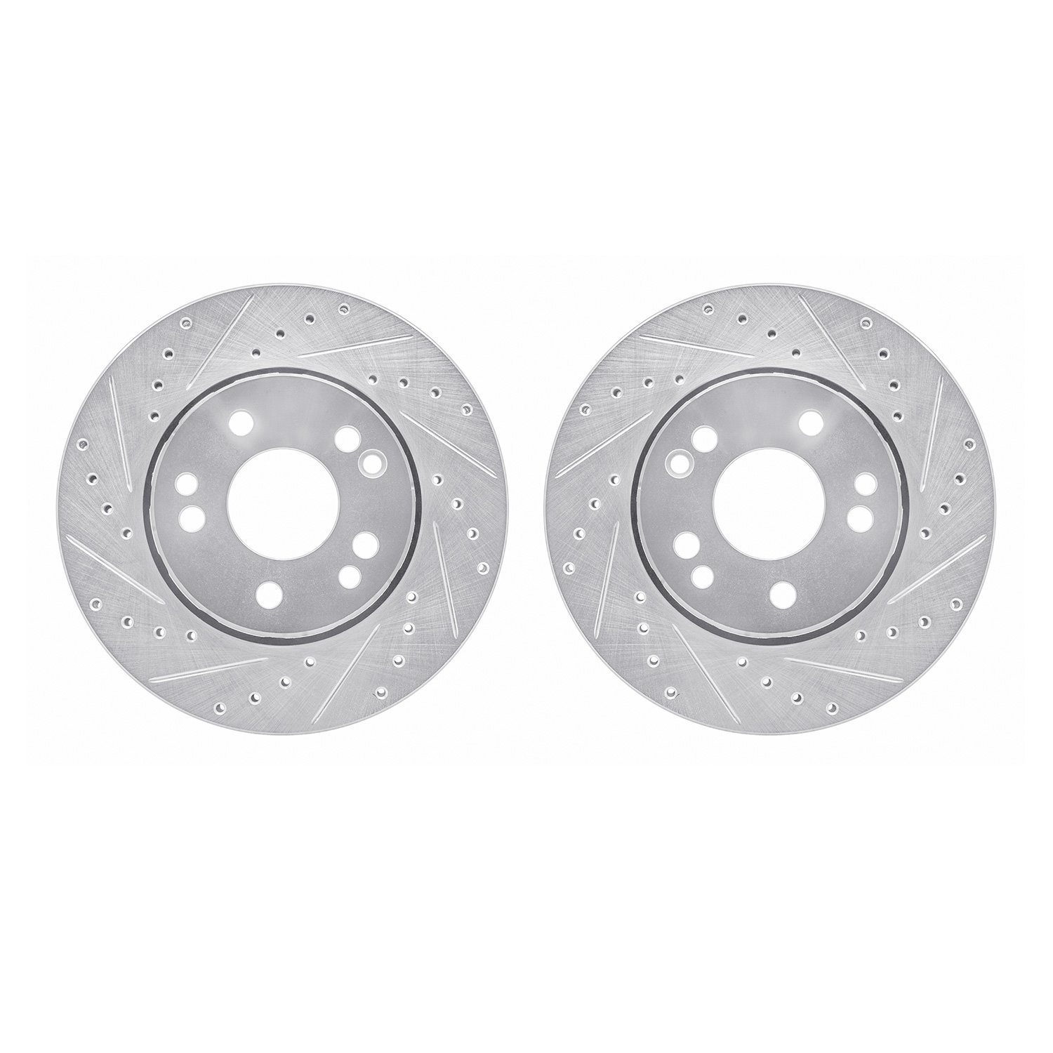7002-63014 Drilled/Slotted Brake Rotors [Silver], 1990-1992 Mercedes-Benz, Position: Front