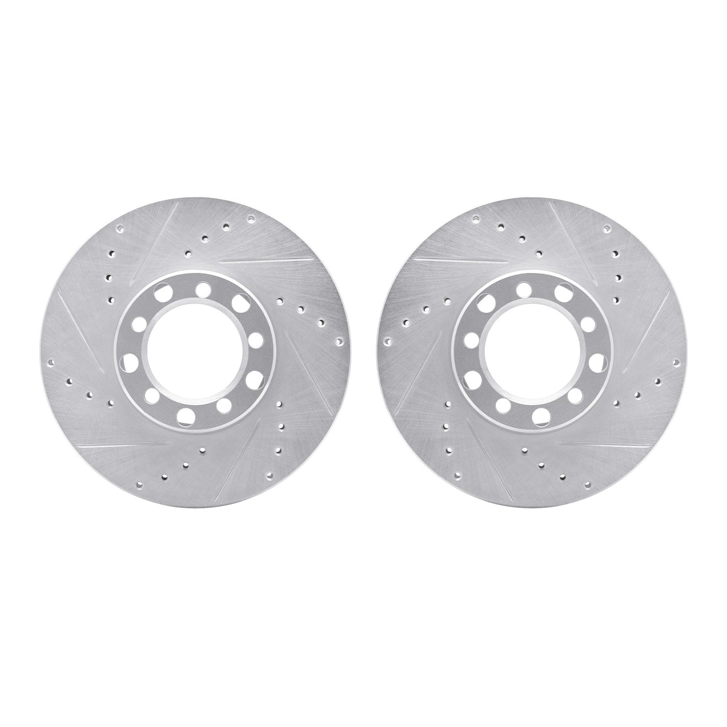 7002-63015 Drilled/Slotted Brake Rotors [Silver], 1979-1985 Mercedes-Benz, Position: Front