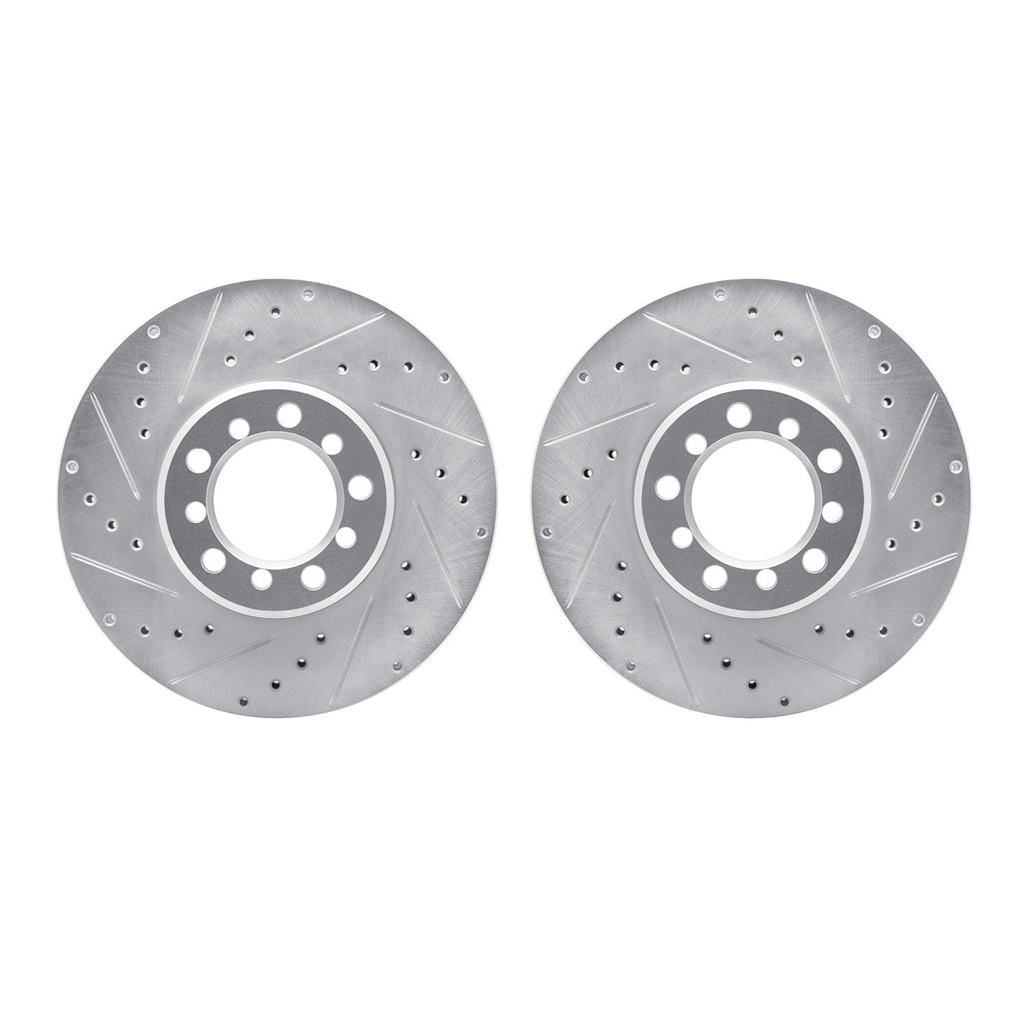 7002-63016 Drilled/Slotted Brake Rotors [Silver], 1985-1991 Mercedes-Benz, Position: Front