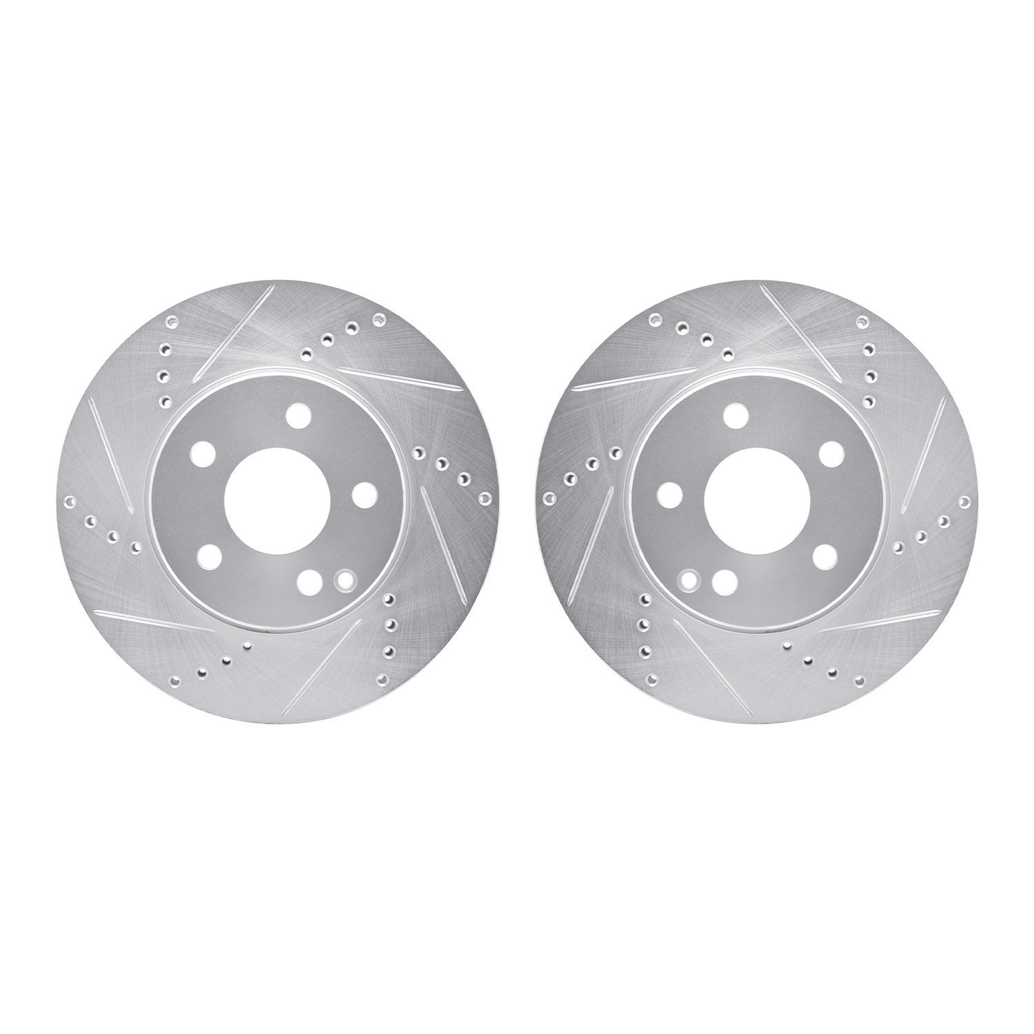 7002-63055 Drilled/Slotted Brake Rotors [Silver], 2003-2009 Mercedes-Benz, Position: Front