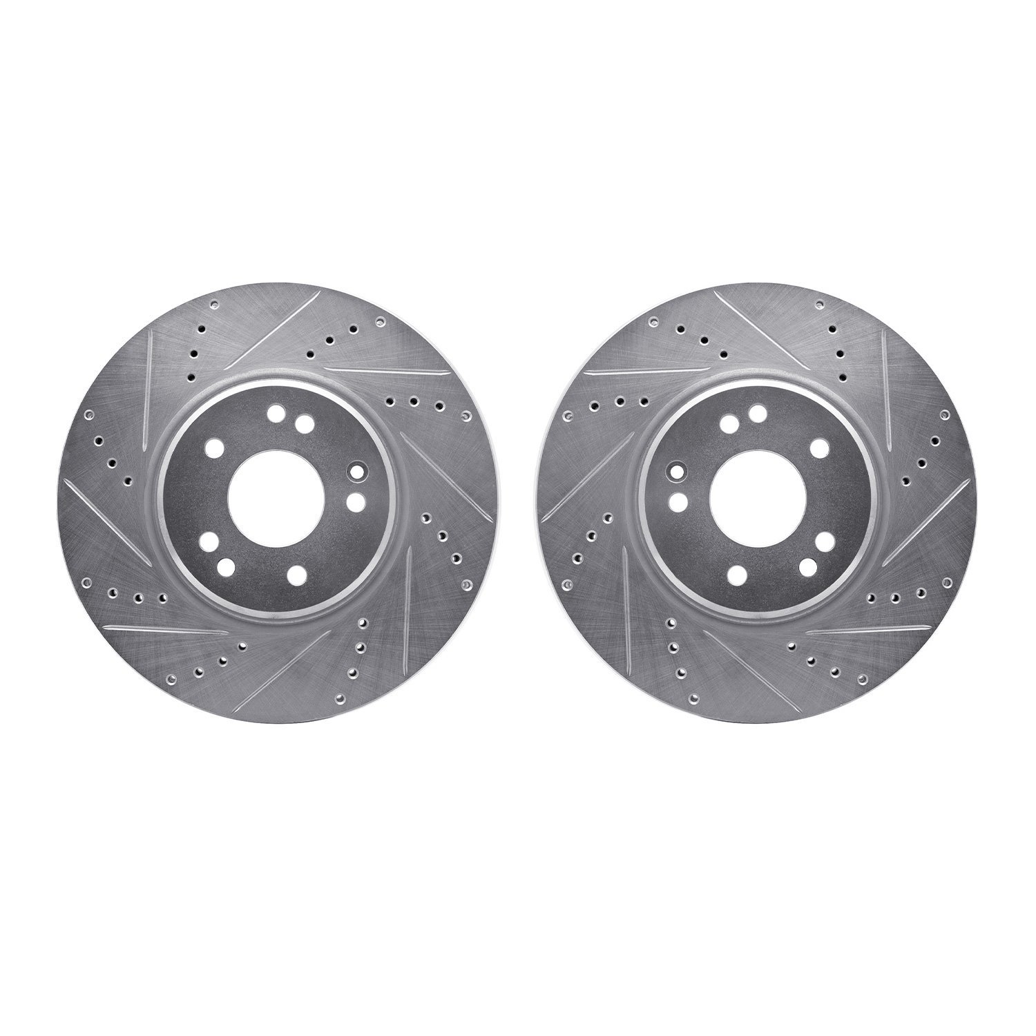 7002-63059 Drilled/Slotted Brake Rotors [Silver], 1994-2002 Mercedes-Benz, Position: Front
