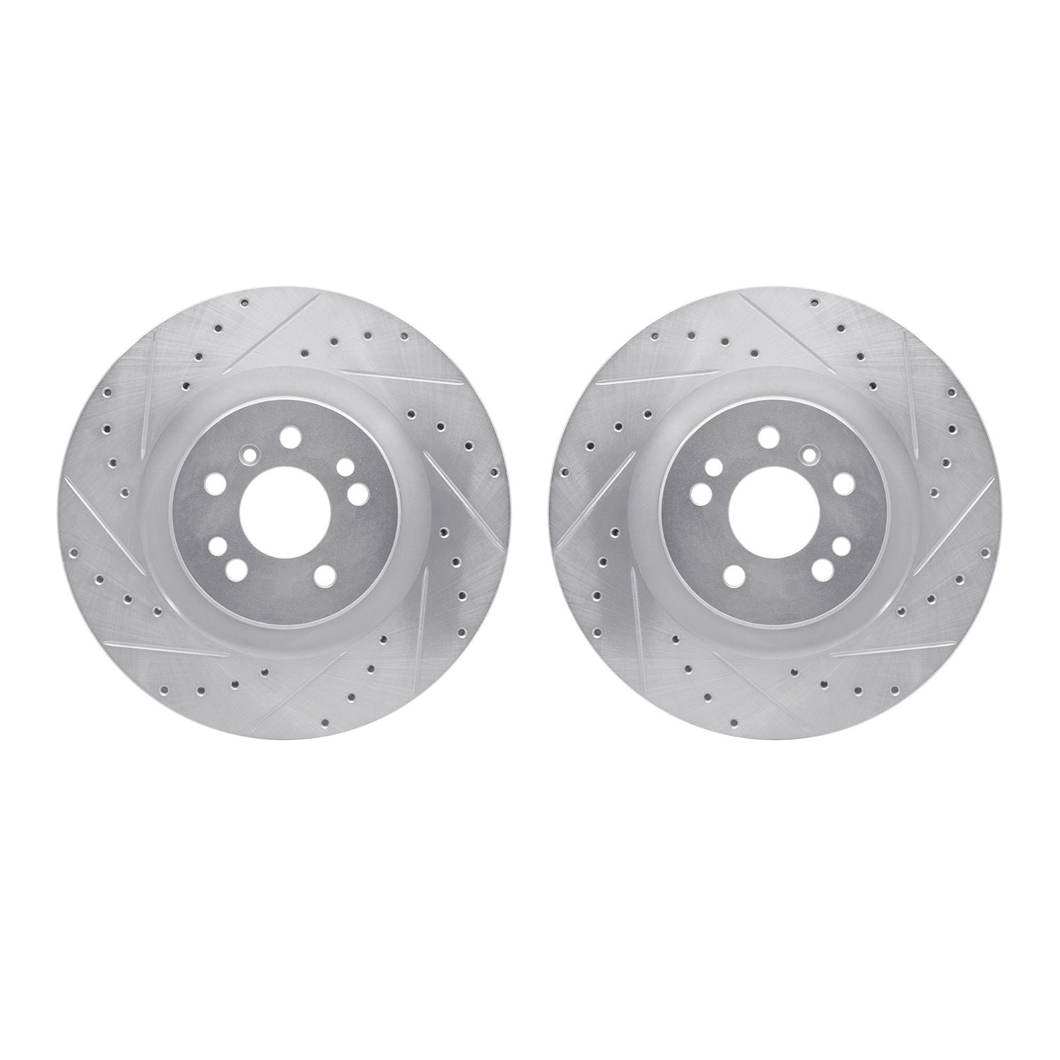 7002-63063 Drilled/Slotted Brake Rotors [Silver], 2006-2012 Mercedes-Benz, Position: Front