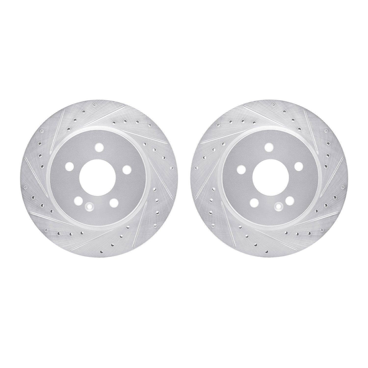 7002-63072 Drilled/Slotted Brake Rotors [Silver], 1998-2005 Mercedes-Benz, Position: Front