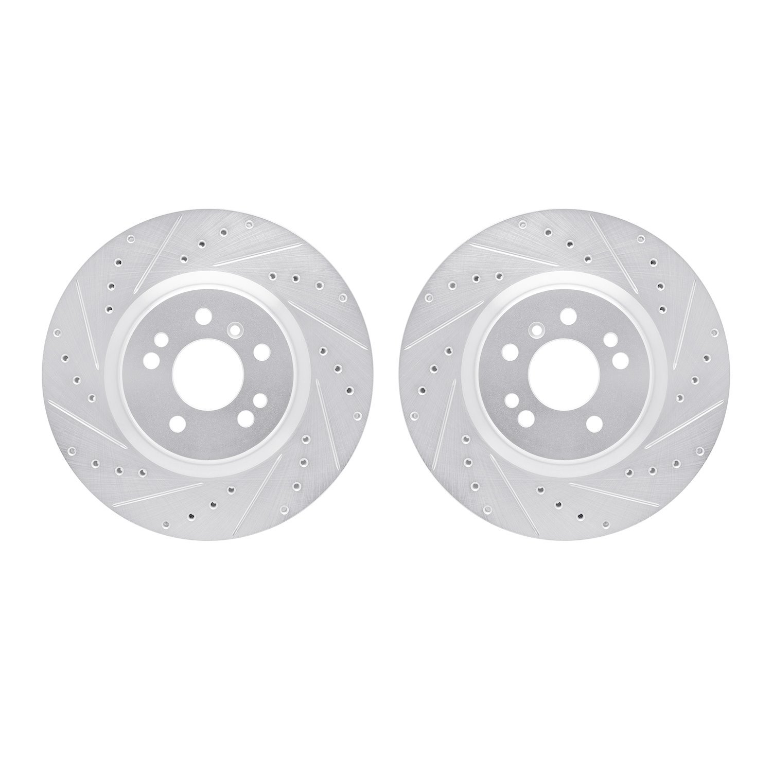 7002-63073 Drilled/Slotted Brake Rotors [Silver], 2006-2012 Mercedes-Benz, Position: Front