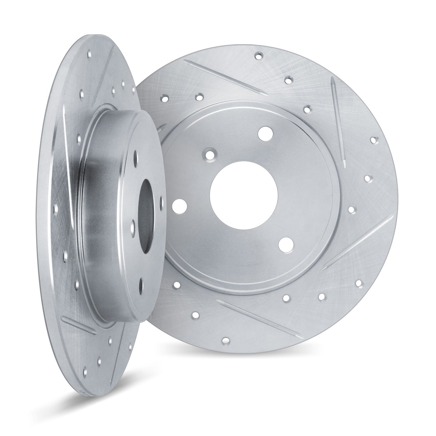 7002-63079 Drilled/Slotted Brake Rotors [Silver], 2005-2016 Smart, Position: Front