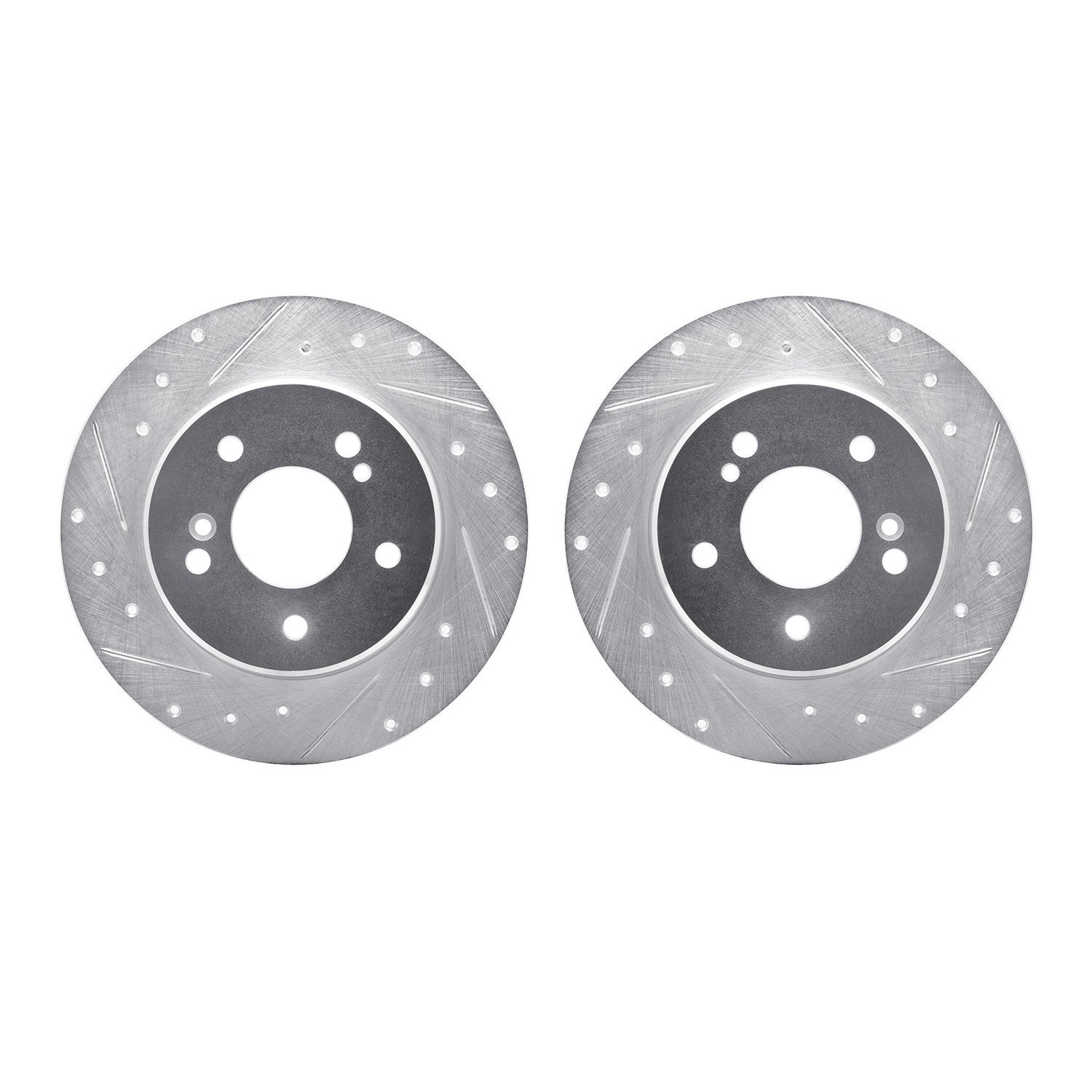 7002-63080 Drilled/Slotted Brake Rotors [Silver], 1987-2015 Multiple Makes/Models, Position: Rear