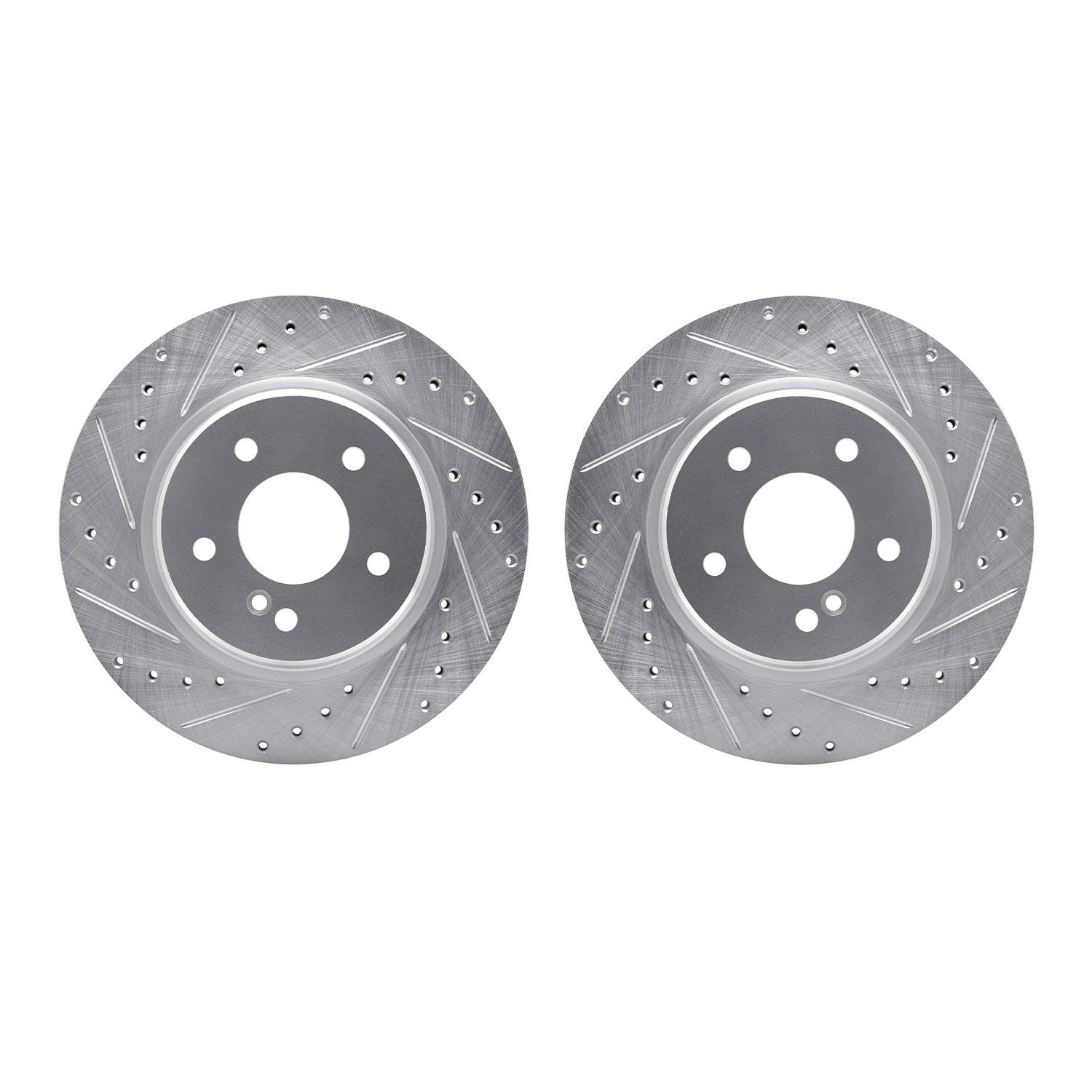 7002-63081 Drilled/Slotted Brake Rotors [Silver], 1998-2009 Multiple Makes/Models, Position: Rear