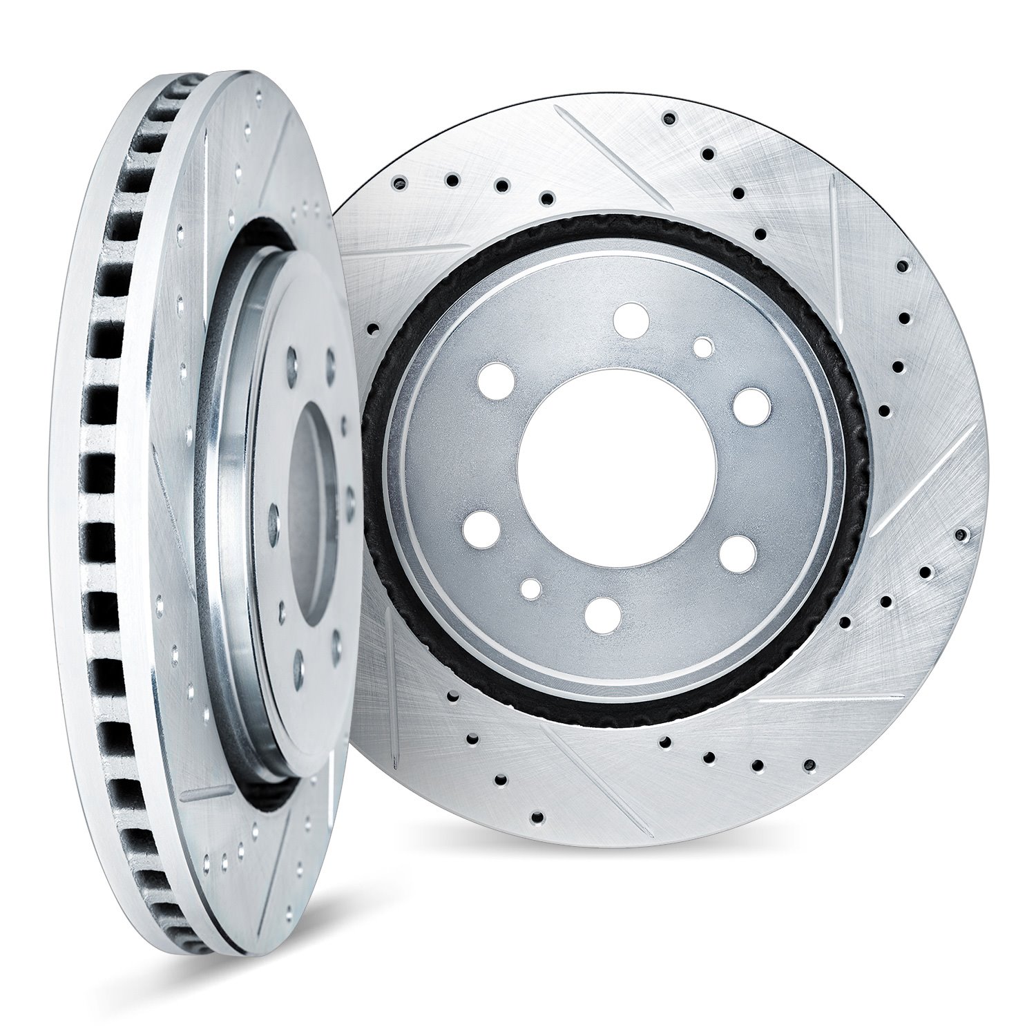 7002-63082 Drilled/Slotted Brake Rotors [Silver], Fits Select Multiple Makes/Models, Position: Rear