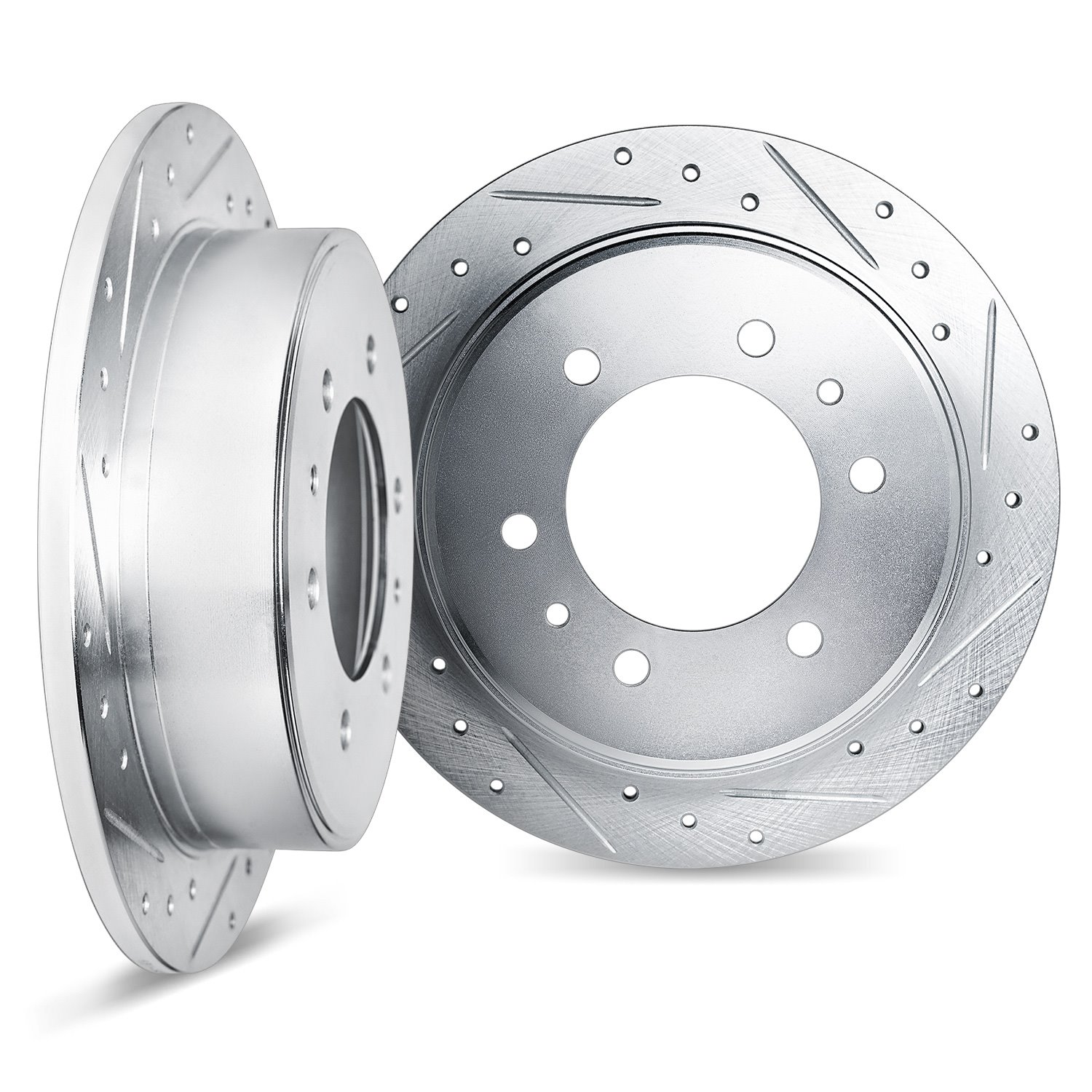 7002-63084 Drilled/Slotted Brake Rotors [Silver], Fits Select Multiple Makes/Models, Position: Rear