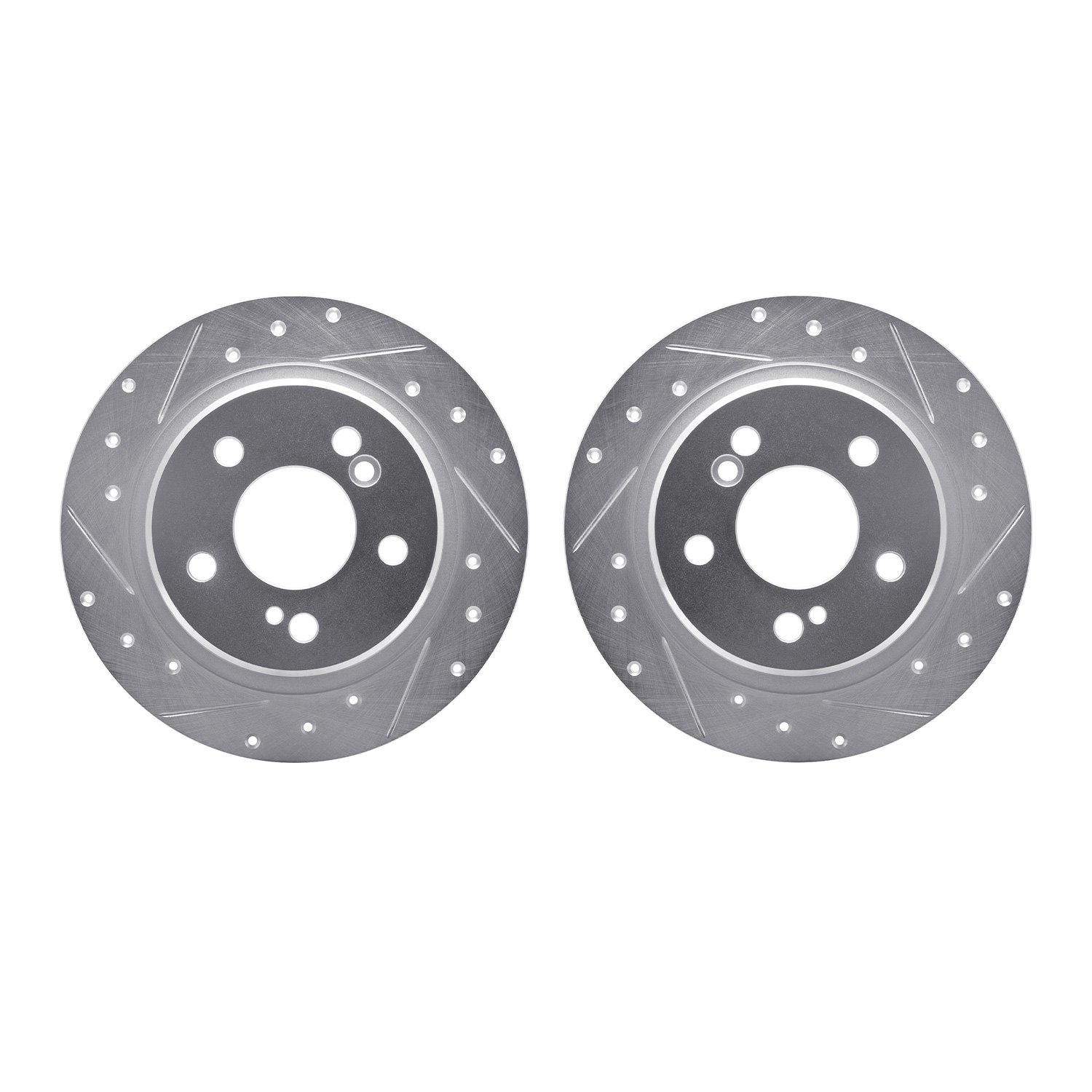 7002-63089 Drilled/Slotted Brake Rotors [Silver], 1990-1995 Mercedes-Benz, Position: Rear