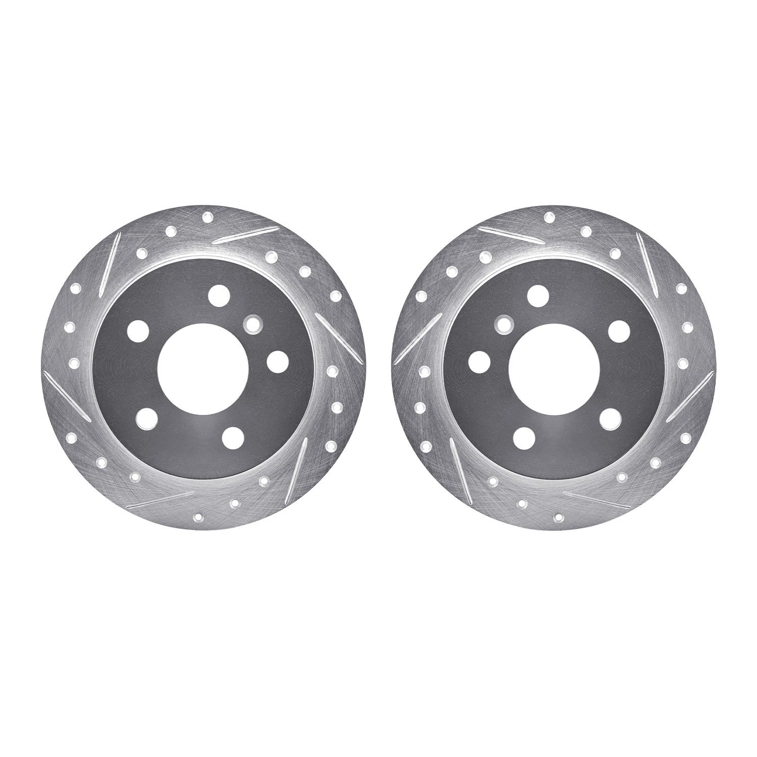7002-63096 Drilled/Slotted Brake Rotors [Silver], 2006-2011 Mercedes-Benz, Position: Rear