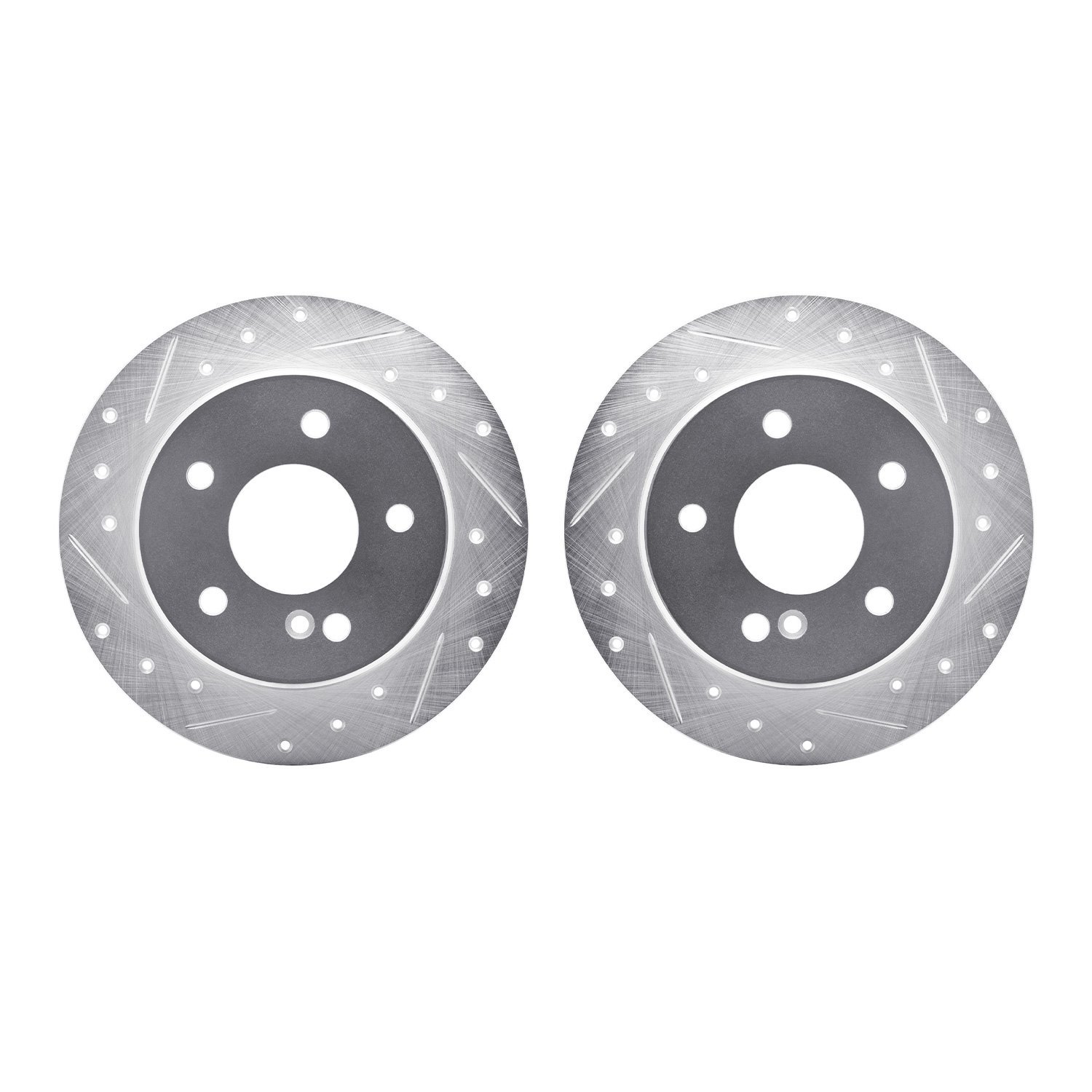 7002-63099 Drilled/Slotted Brake Rotors [Silver], 1994-1998 Mercedes-Benz, Position: Rear