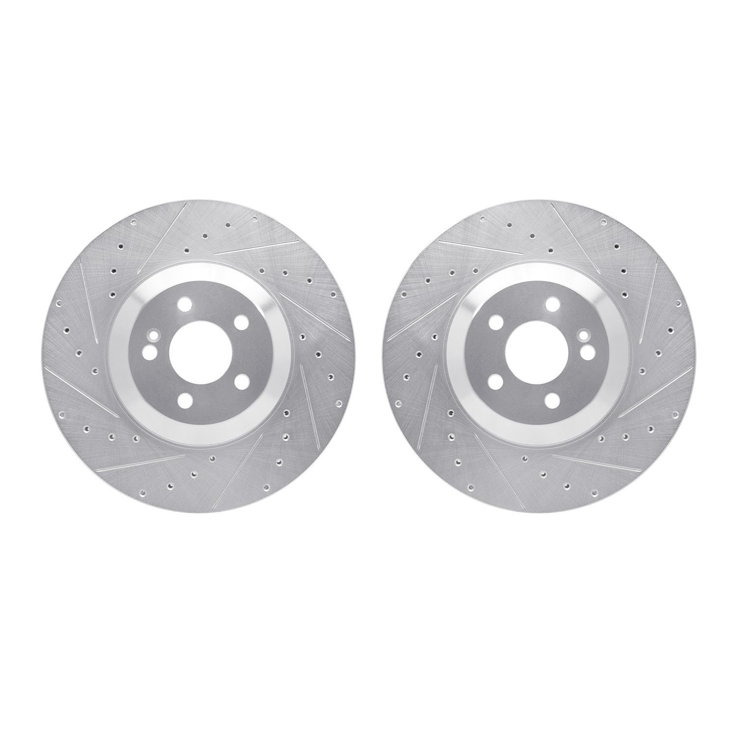 7002-63115 Drilled/Slotted Brake Rotors [Silver], Fits Select Mercedes-Benz, Position: Rear