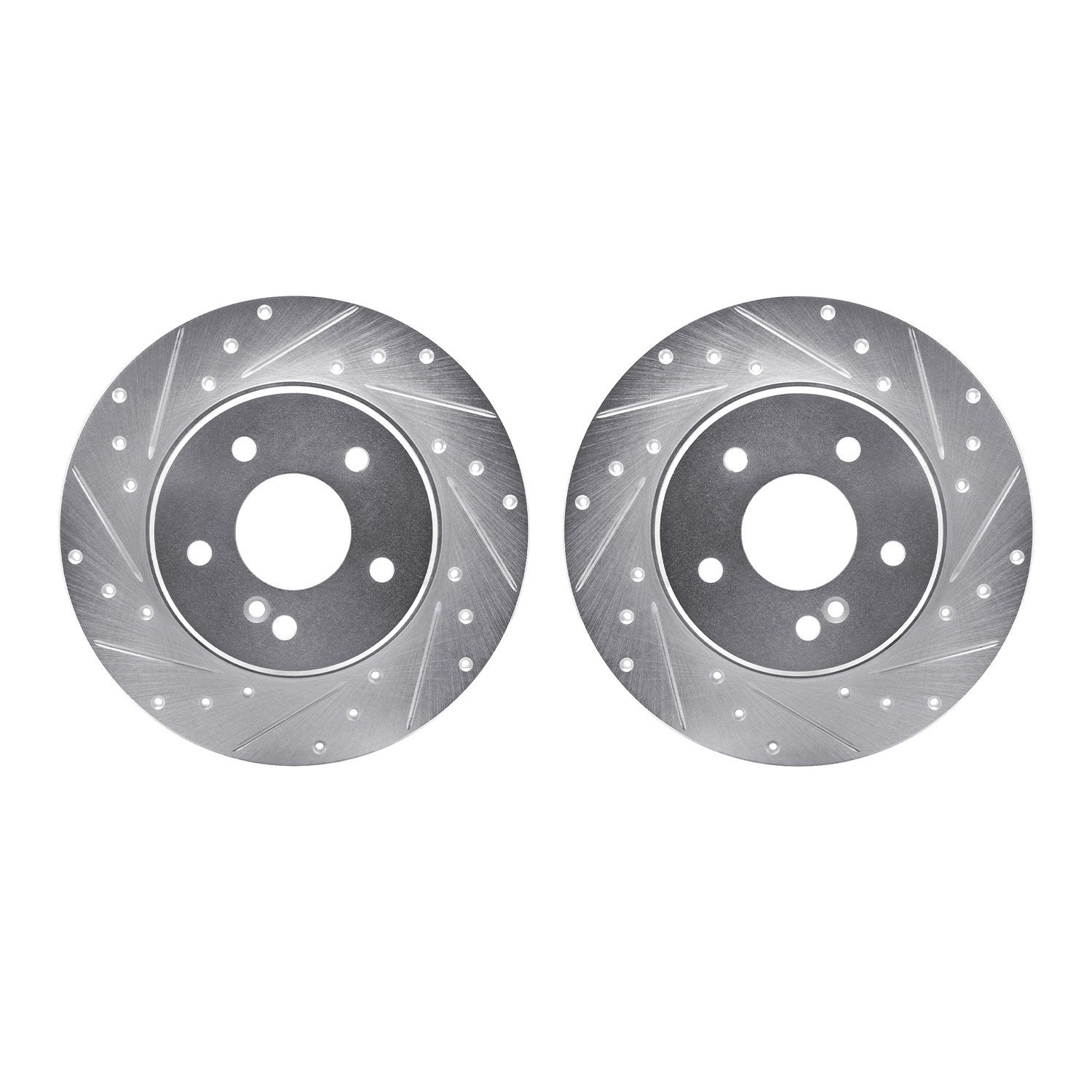 7002-63119 Drilled/Slotted Brake Rotors [Silver], 1998-2003 Mercedes-Benz, Position: Rear