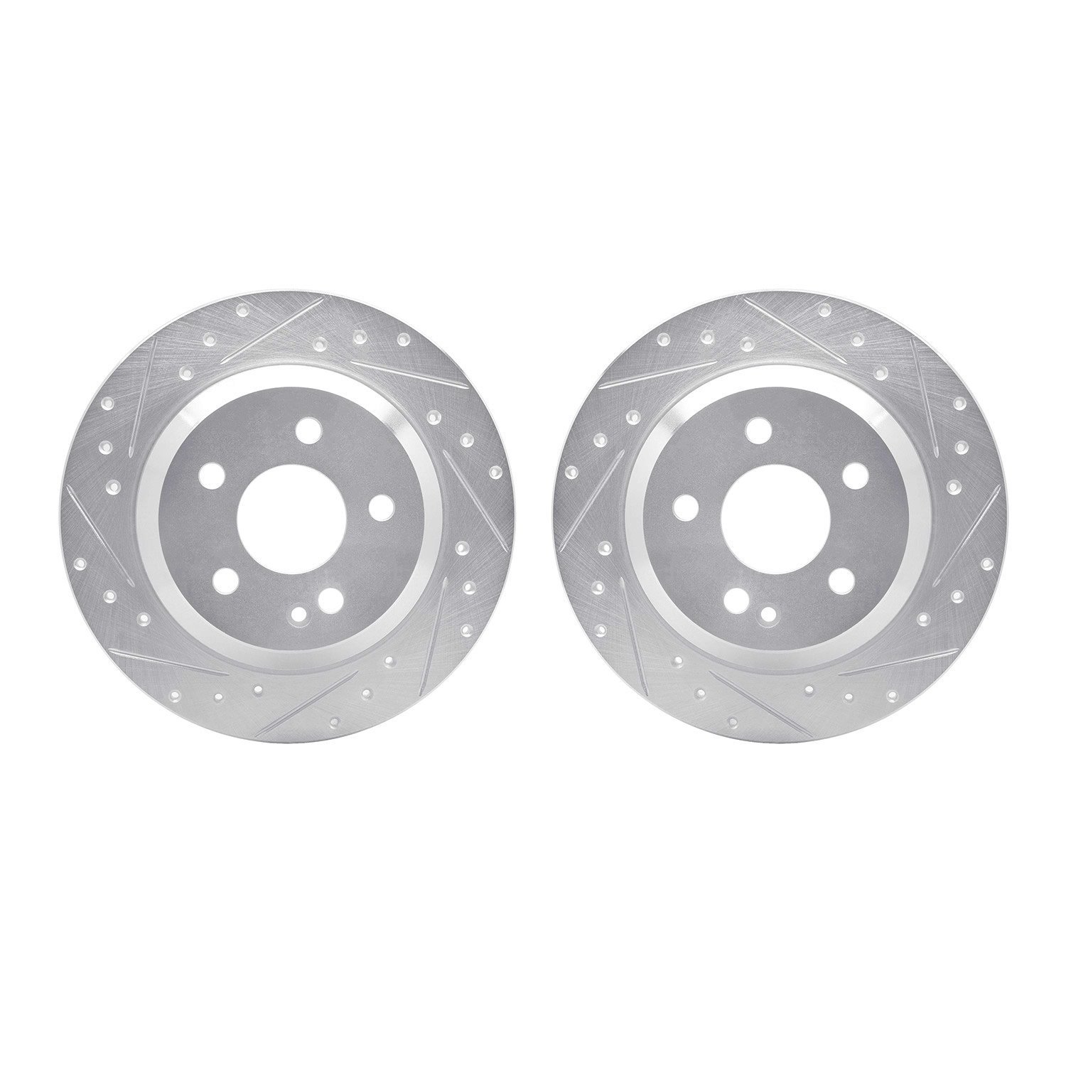 7002-63129 Drilled/Slotted Brake Rotors [Silver], Fits Select Mercedes-Benz, Position: Rear